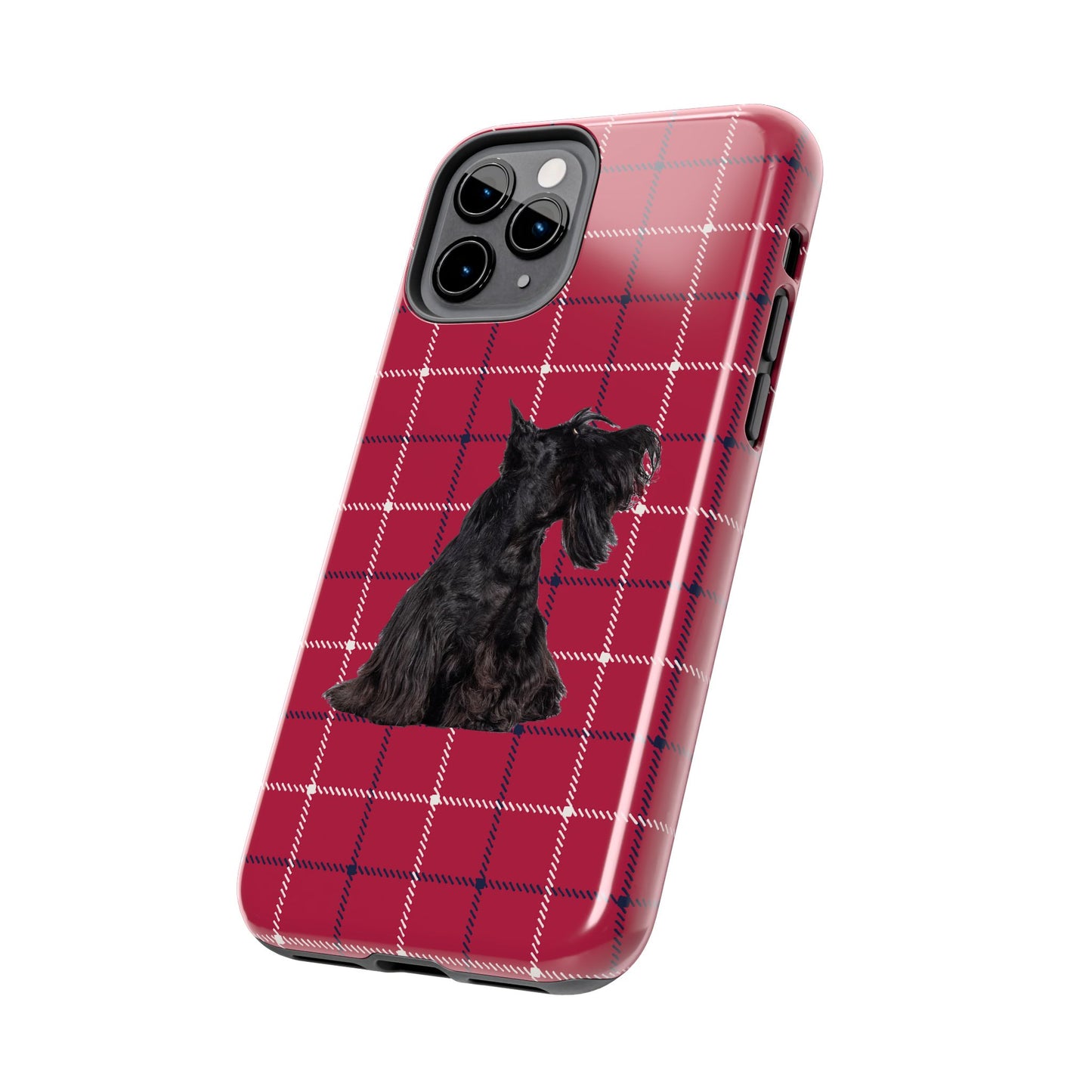 Scottish Terrier Phone Case, Tough Cases, Scottie Dog Phone Cover, Gift for Dog Lovers, Plaid Design