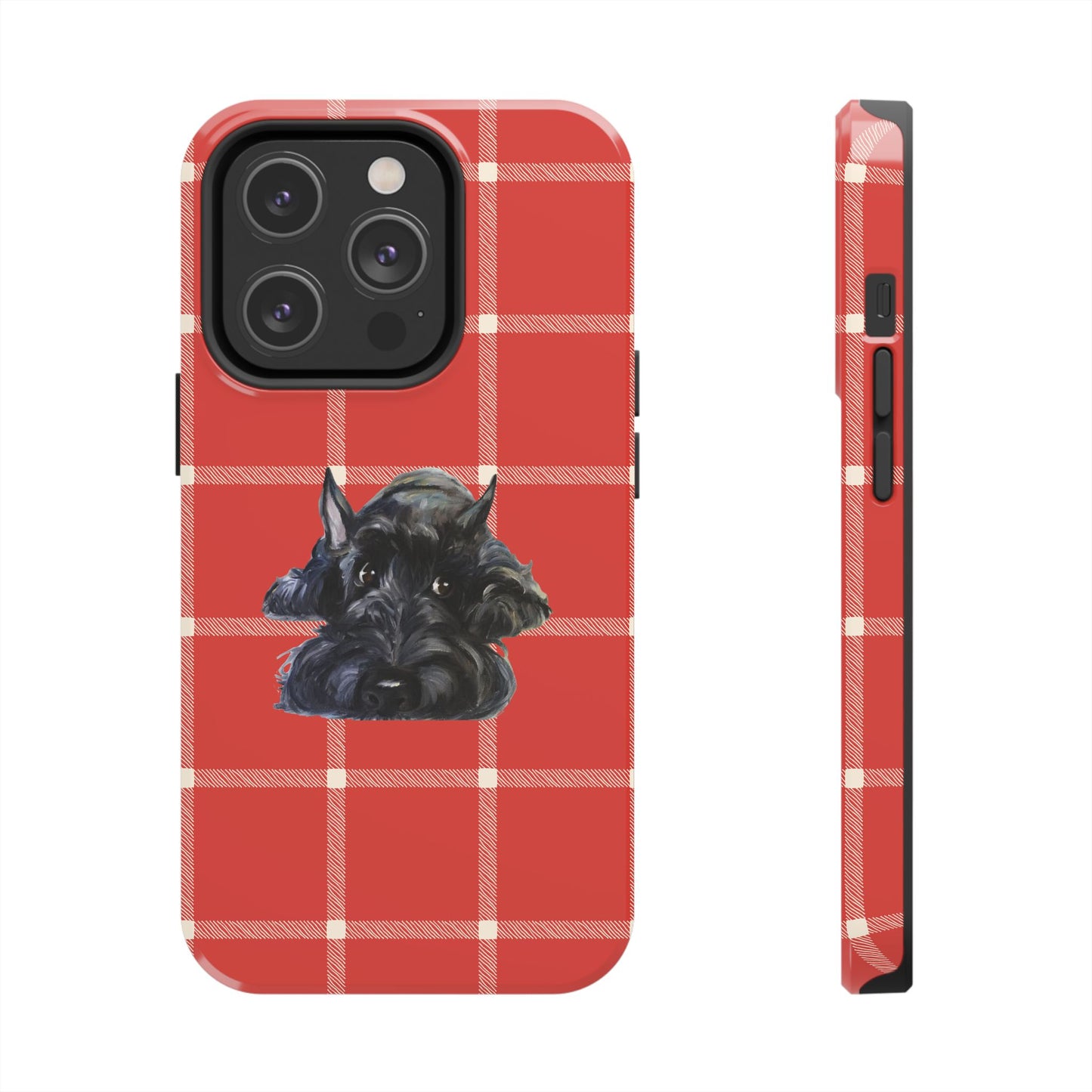 Scottish Terrier Phone Case, Tough Cases, Scottie Dog Phone Cover, Gift for Dog Lovers, Plaid Design