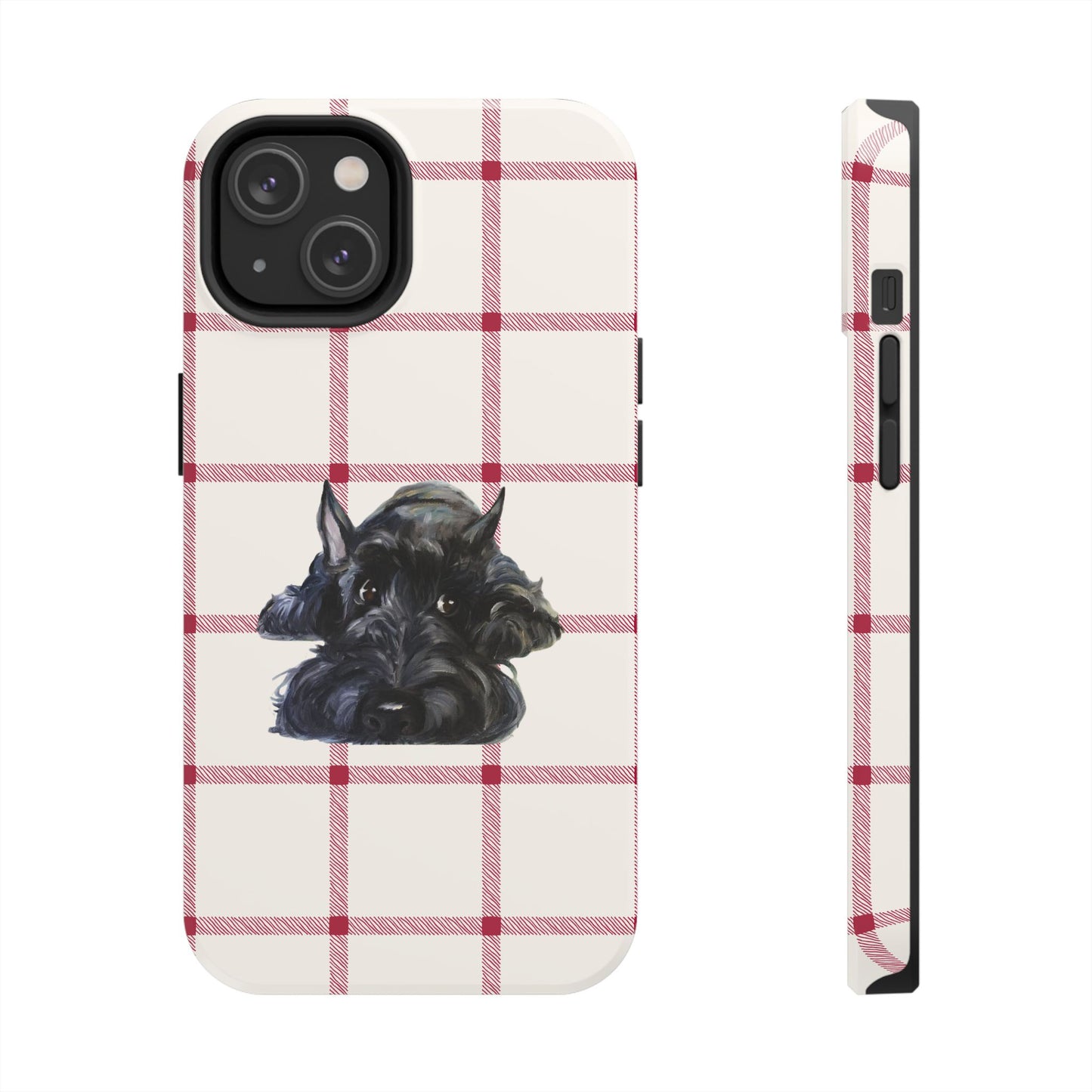 Scottish Terrier Phone Case, Tough Cases, Scottie Dog Phone Cover, Gift for Dog Lovers, Plaid Design