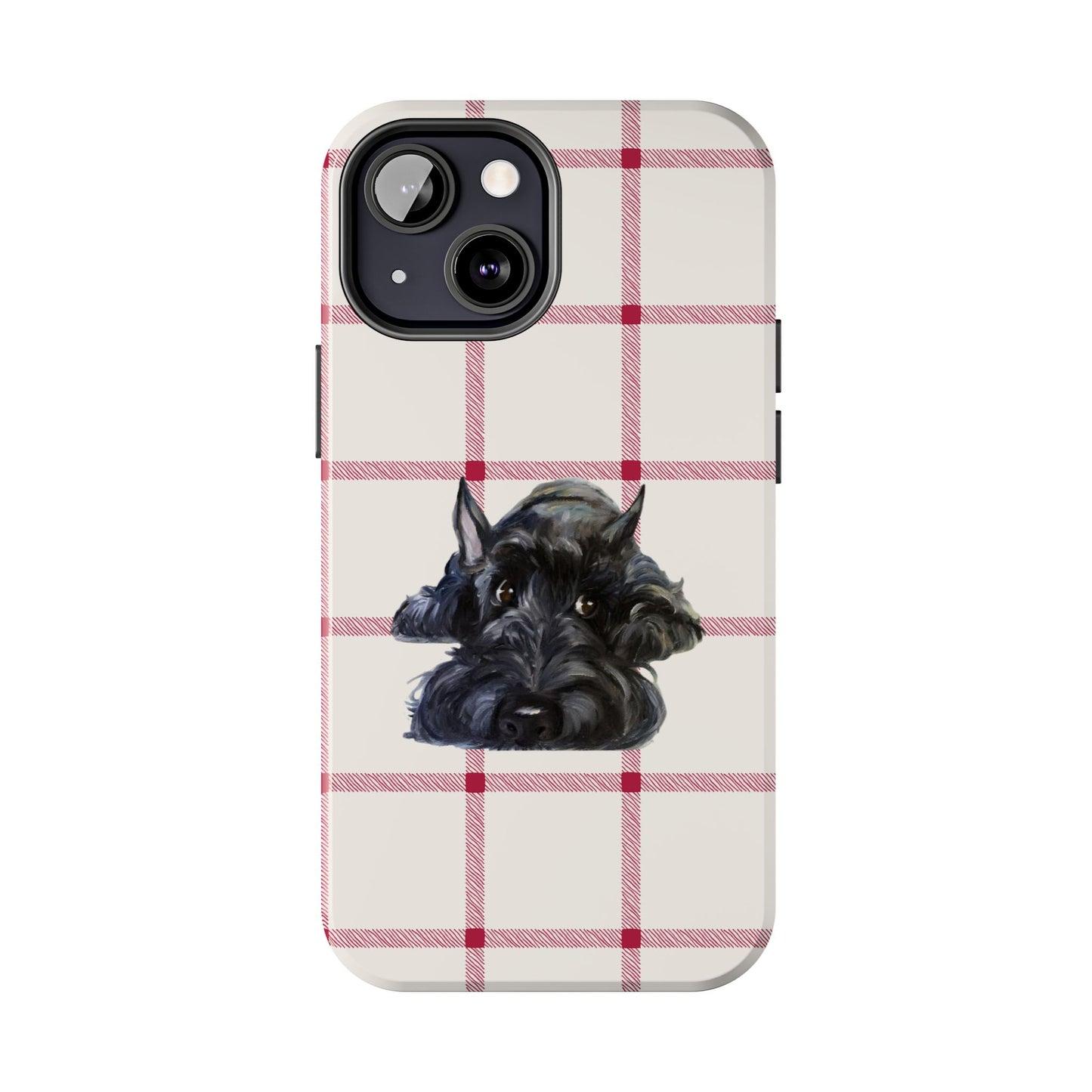 Scottish Terrier Phone Case, Tough Cases, Scottie Dog Phone Cover, Gift for Dog Lovers, Plaid Design
