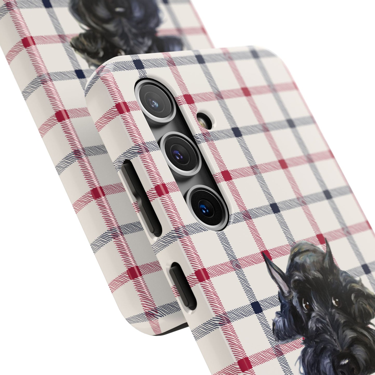 Scottish Terrier Phone Case, Tough Cases, Scottie Dog Phone Cover, Gift for Dog Lovers, Plaid Design