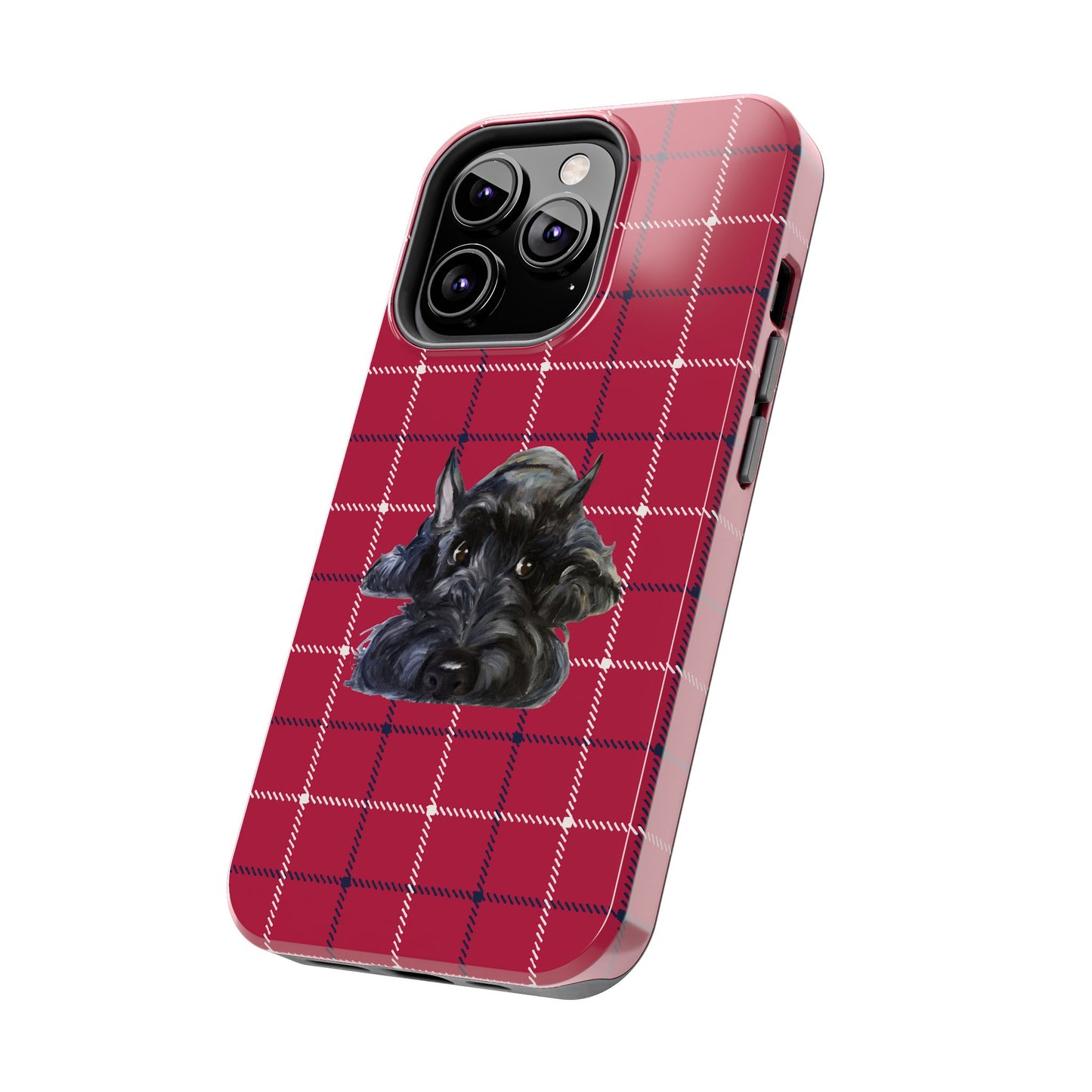 Scottish Terrier Phone Case, Tough Cases, Scottie Dog Phone Cover, Gift for Dog Lovers, Plaid Design