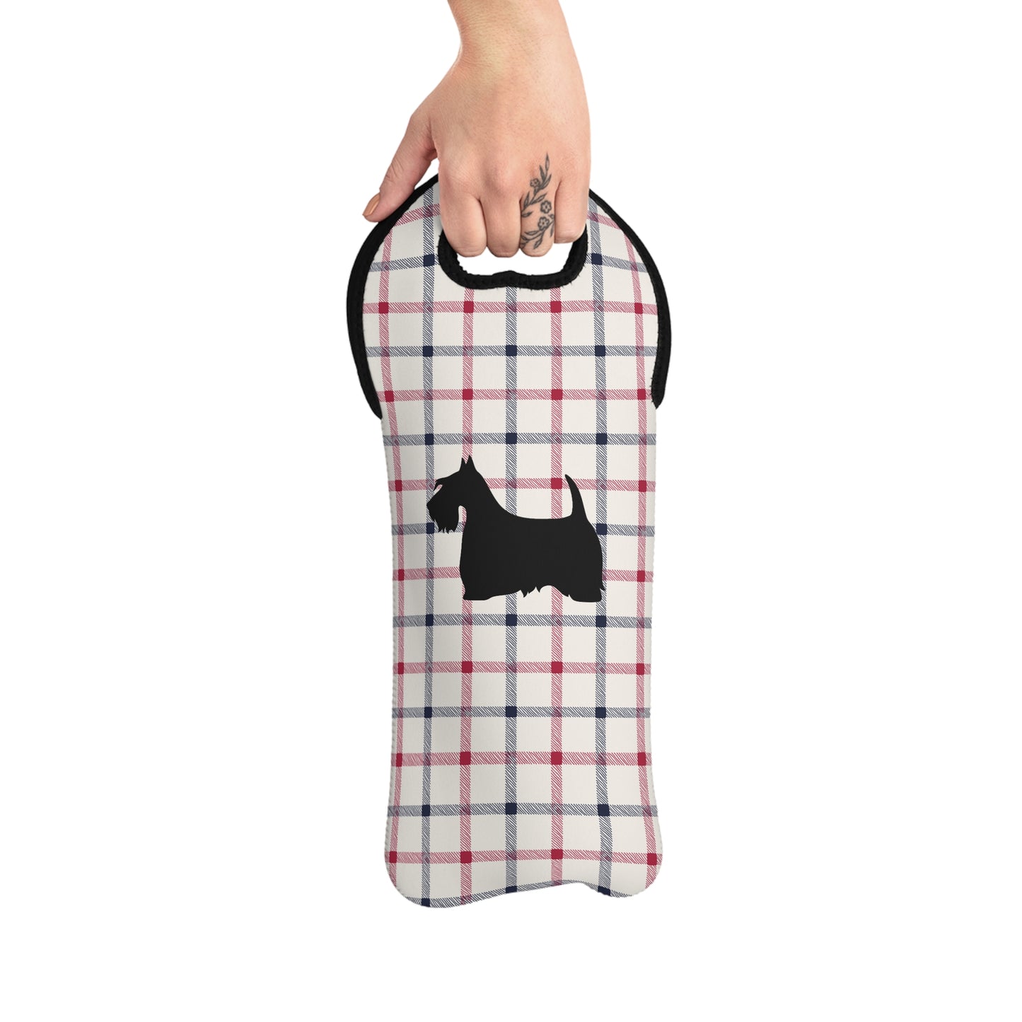 Plaid Wine Tote or Gift Bag with Scottish Terrier Design