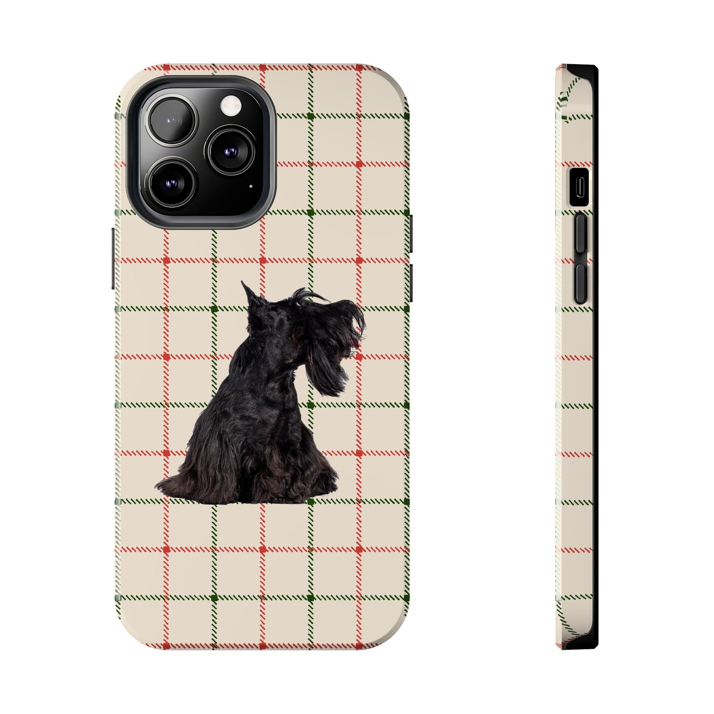 Scottish Terrier Phone Case, Tough Cases, Scottie Dog Phone Cover, Gift for Dog Lovers, Plaid Design