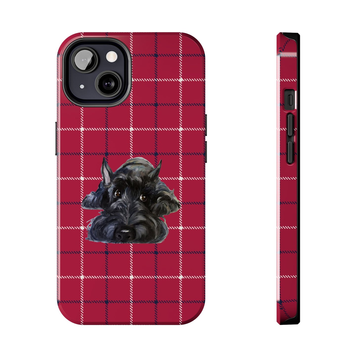 Scottish Terrier Phone Case, Tough Cases, Scottie Dog Phone Cover, Gift for Dog Lovers, Plaid Design