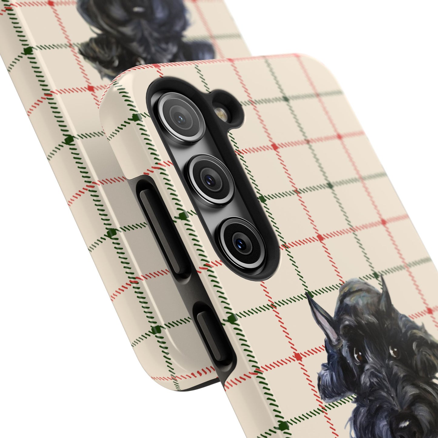 Scottish Terrier Phone Case, Tough Cases, Scottie Dog Phone Cover, Gift for Dog Lovers, Plaid Design