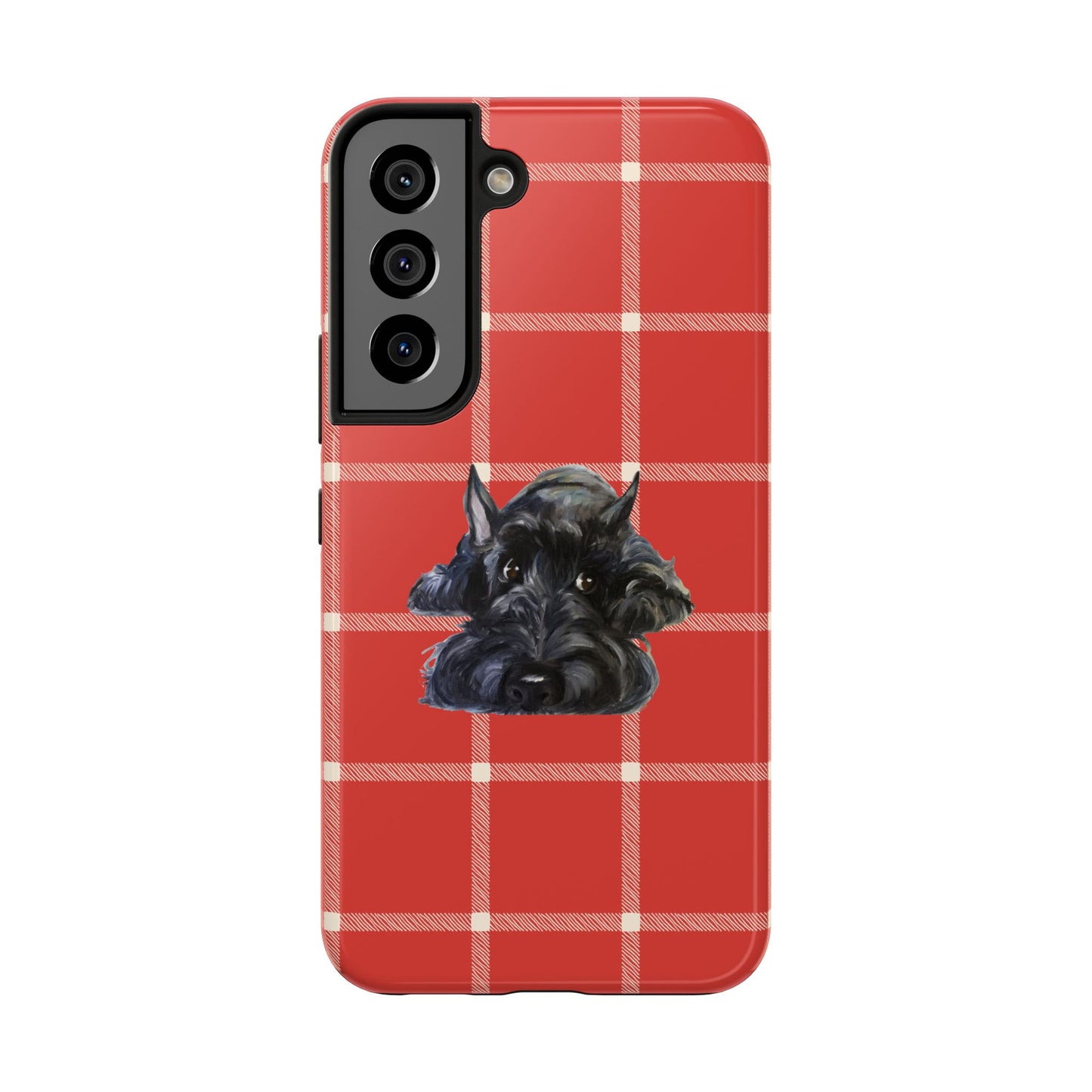 Scottish Terrier Phone Case, Tough Cases, Scottie Dog Phone Cover, Gift for Dog Lovers, Plaid Design