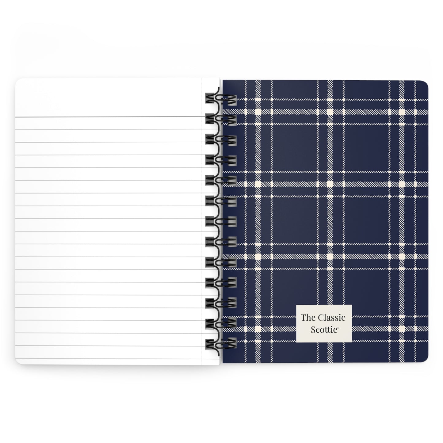 Plaid Spiral Bound Journal with Scottish Terrier Silhouette, Notebooks for Gifts, School Supplies, Writing, Pet Lovers