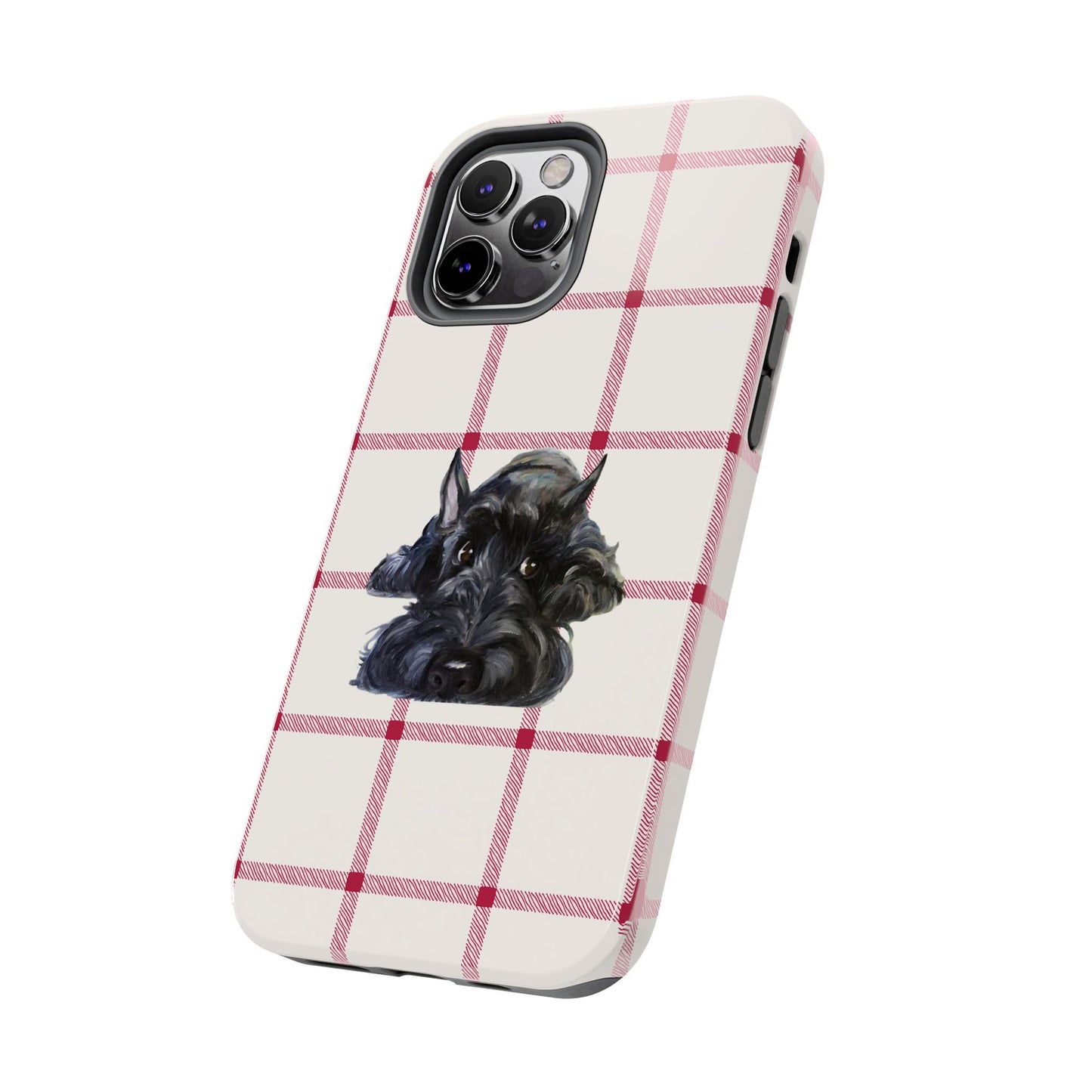 Scottish Terrier Phone Case, Tough Cases, Scottie Dog Phone Cover, Gift for Dog Lovers, Plaid Design