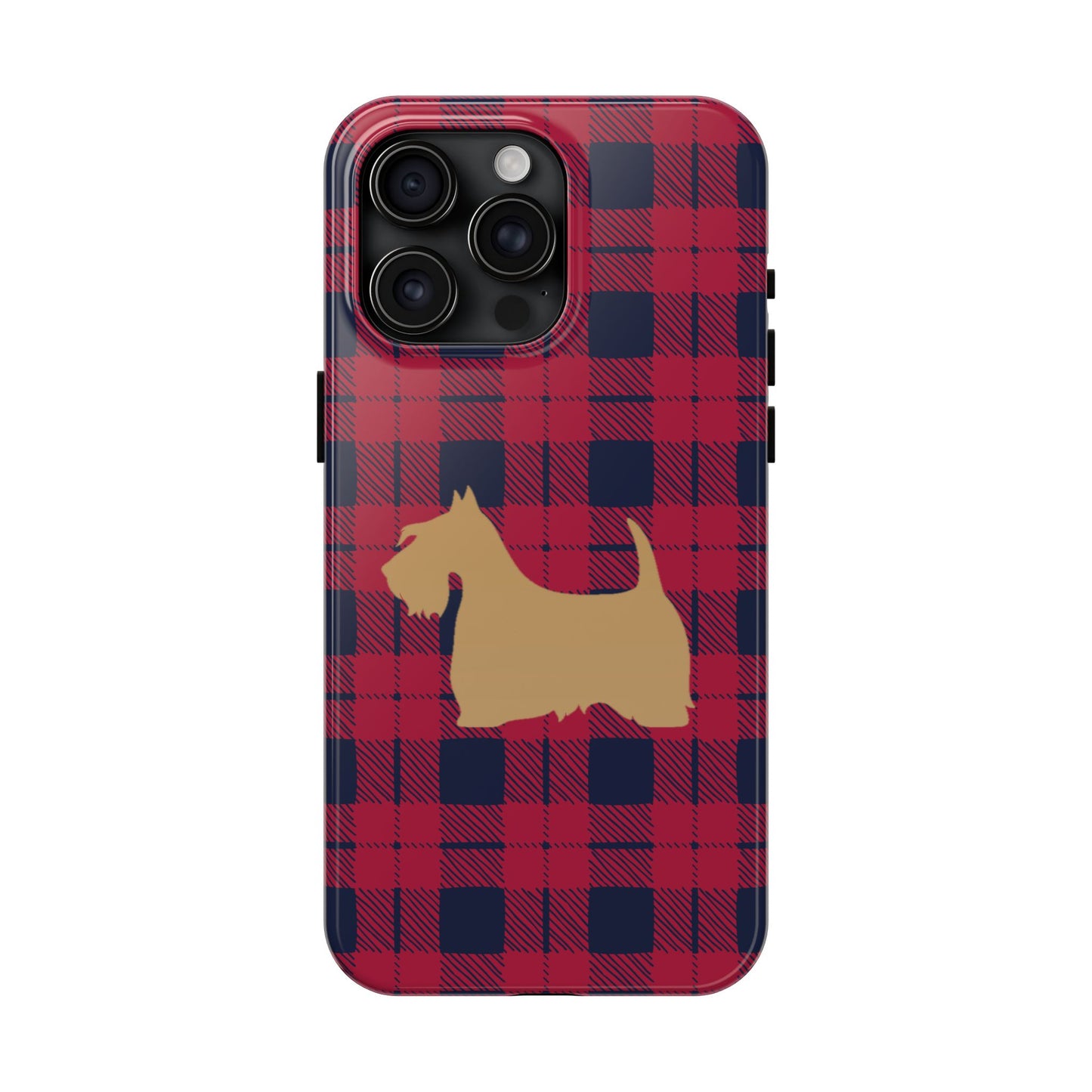 Scottish Terrier Phone Case, Tough Cases, Scottie Dog Phone Cover, Gift for Dog Lovers, Plaid Design