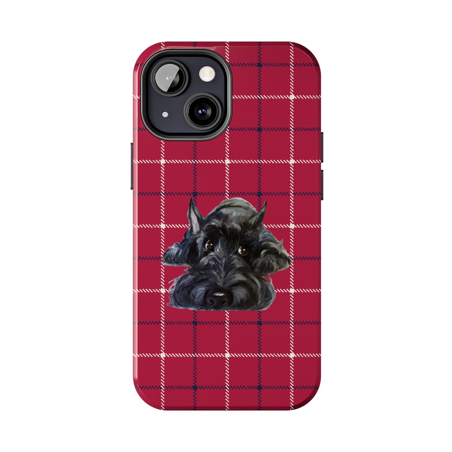 Scottish Terrier Phone Case, Tough Cases, Scottie Dog Phone Cover, Gift for Dog Lovers, Plaid Design