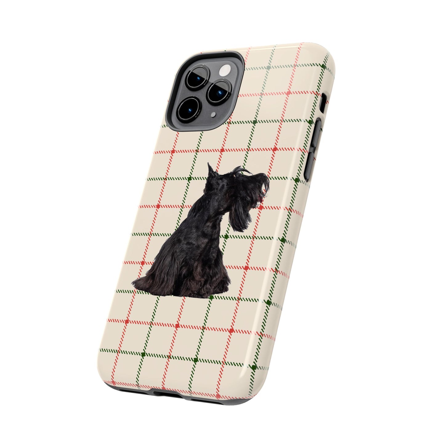 Scottish Terrier Phone Case, Tough Cases, Scottie Dog Phone Cover, Gift for Dog Lovers, Plaid Design