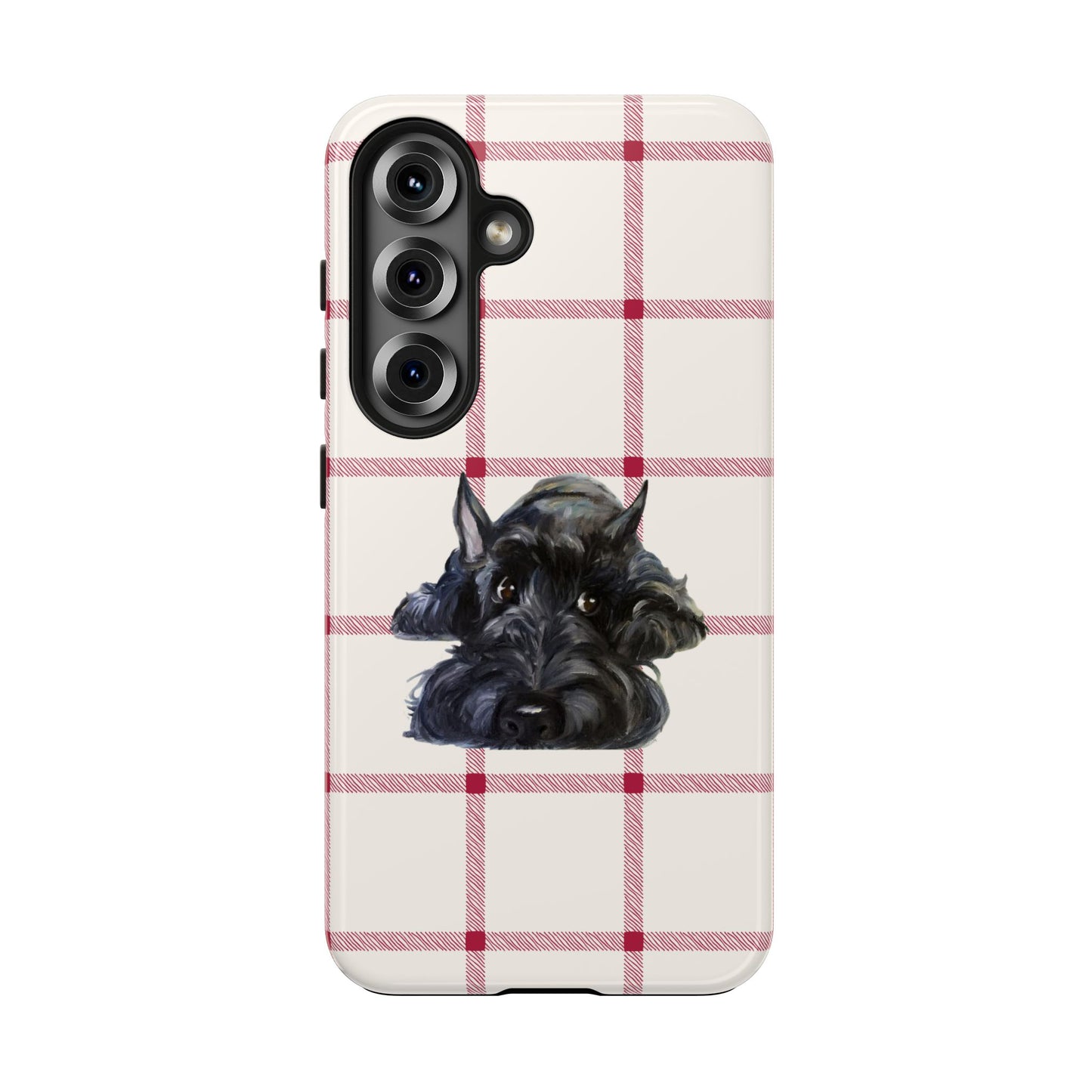 Scottish Terrier Phone Case, Tough Cases, Scottie Dog Phone Cover, Gift for Dog Lovers, Plaid Design