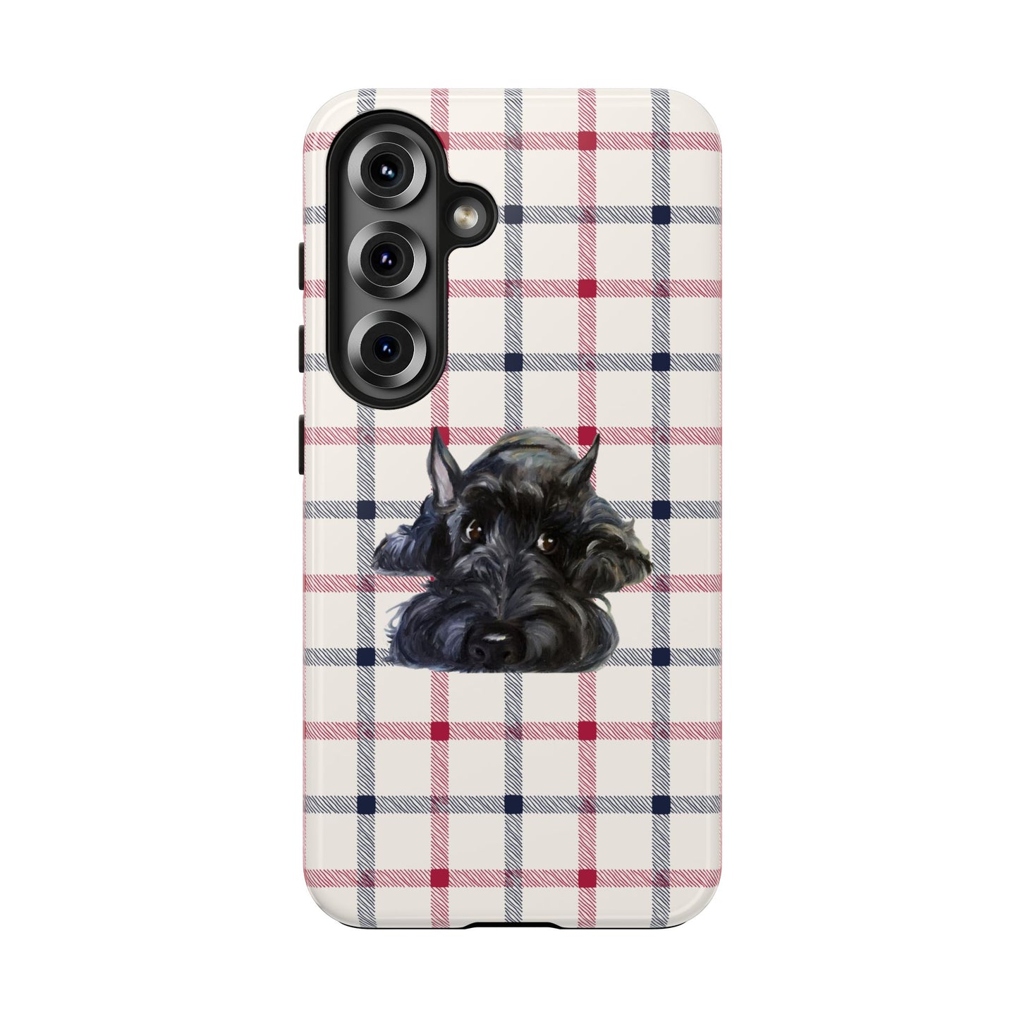 Scottish Terrier Phone Case, Tough Cases, Scottie Dog Phone Cover, Gift for Dog Lovers, Plaid Design