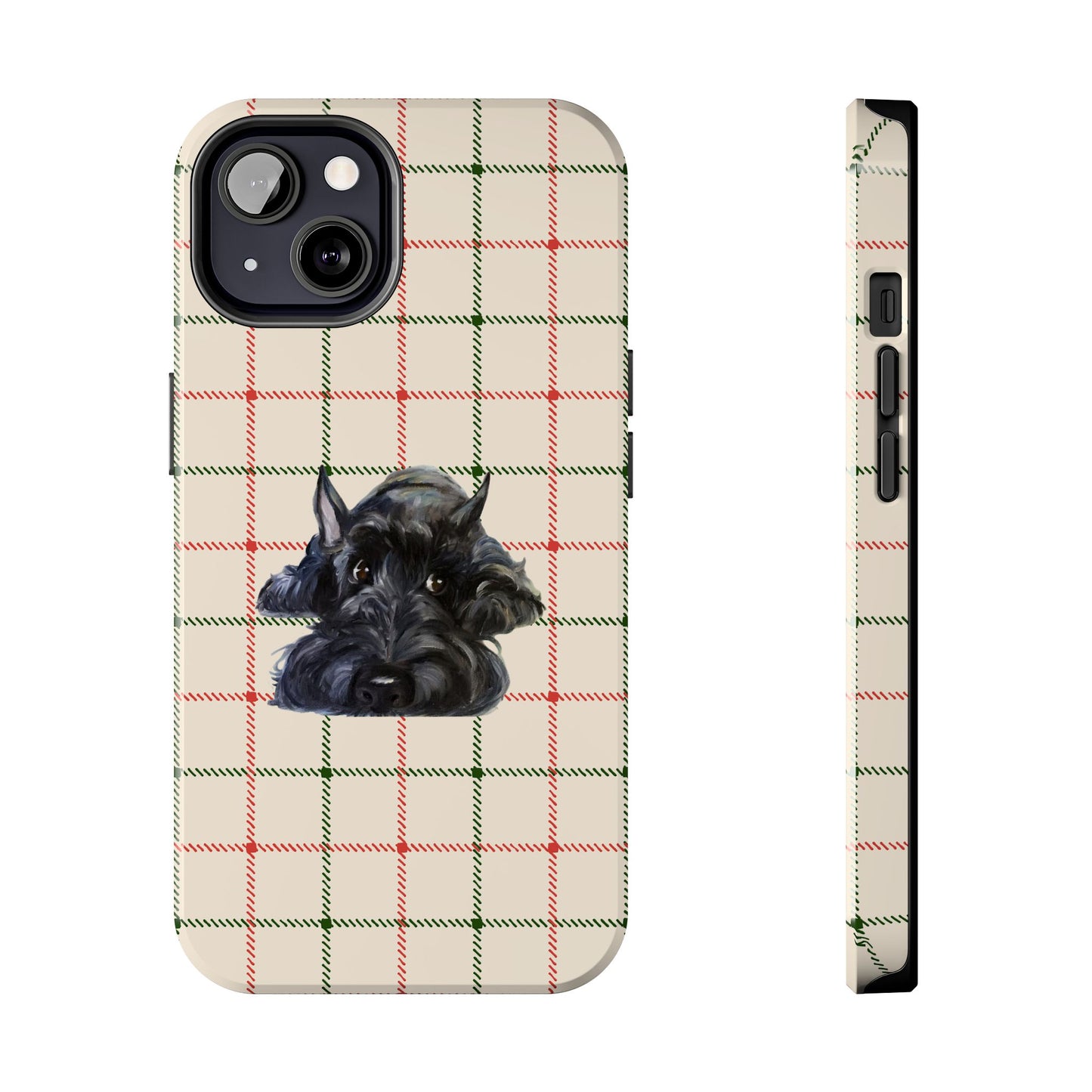 Scottish Terrier Phone Case, Tough Cases, Scottie Dog Phone Cover, Gift for Dog Lovers, Plaid Design