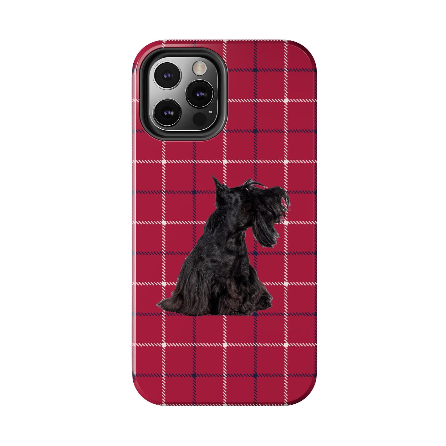 Scottish Terrier Phone Case, Tough Cases, Scottie Dog Phone Cover, Gift for Dog Lovers, Plaid Design