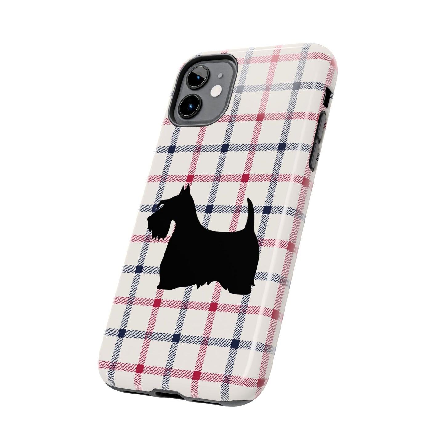 Scottish Terrier Phone Case, Tough Cases, Scottie Dog Phone Cover, Gift for Dog Lovers, Plaid Design