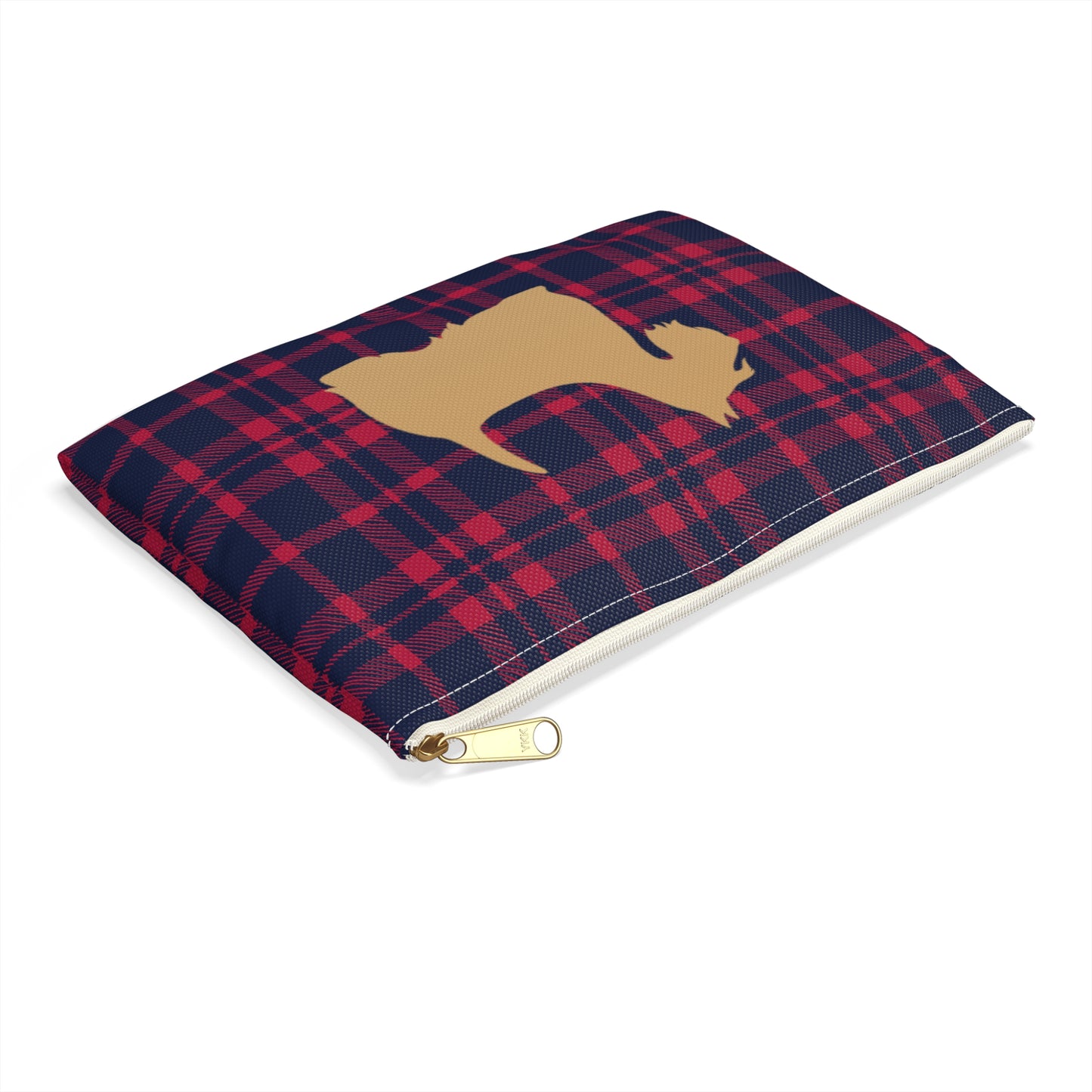 Scottish Terrier Accessory Pouch, Pet Lover Gift, Dog Travel Bag, Stylish Makeup Case, Plaid Organizer