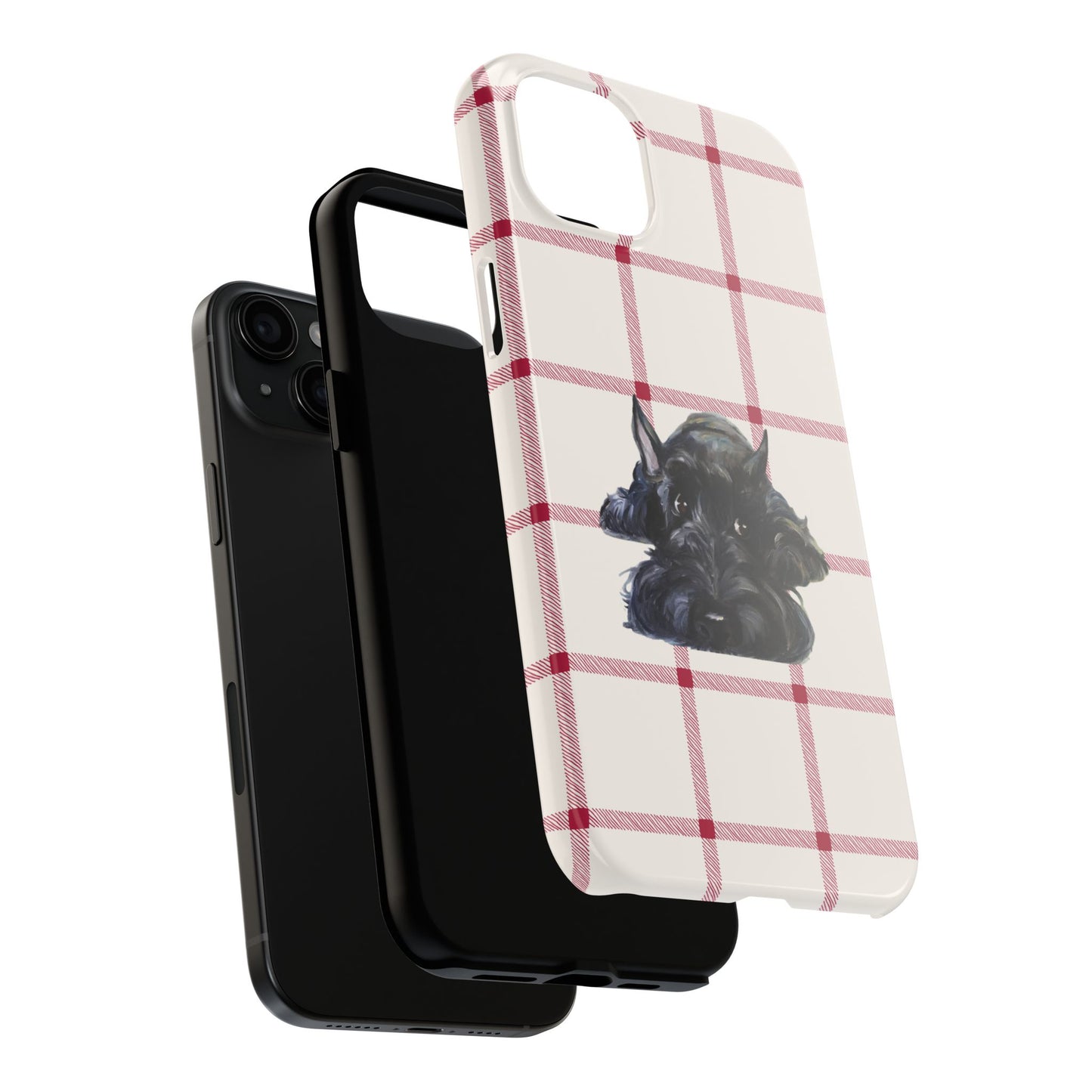 Scottish Terrier Phone Case, Tough Cases, Scottie Dog Phone Cover, Gift for Dog Lovers, Plaid Design