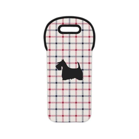 Plaid Wine Tote or Gift Bag with Scottish Terrier Design