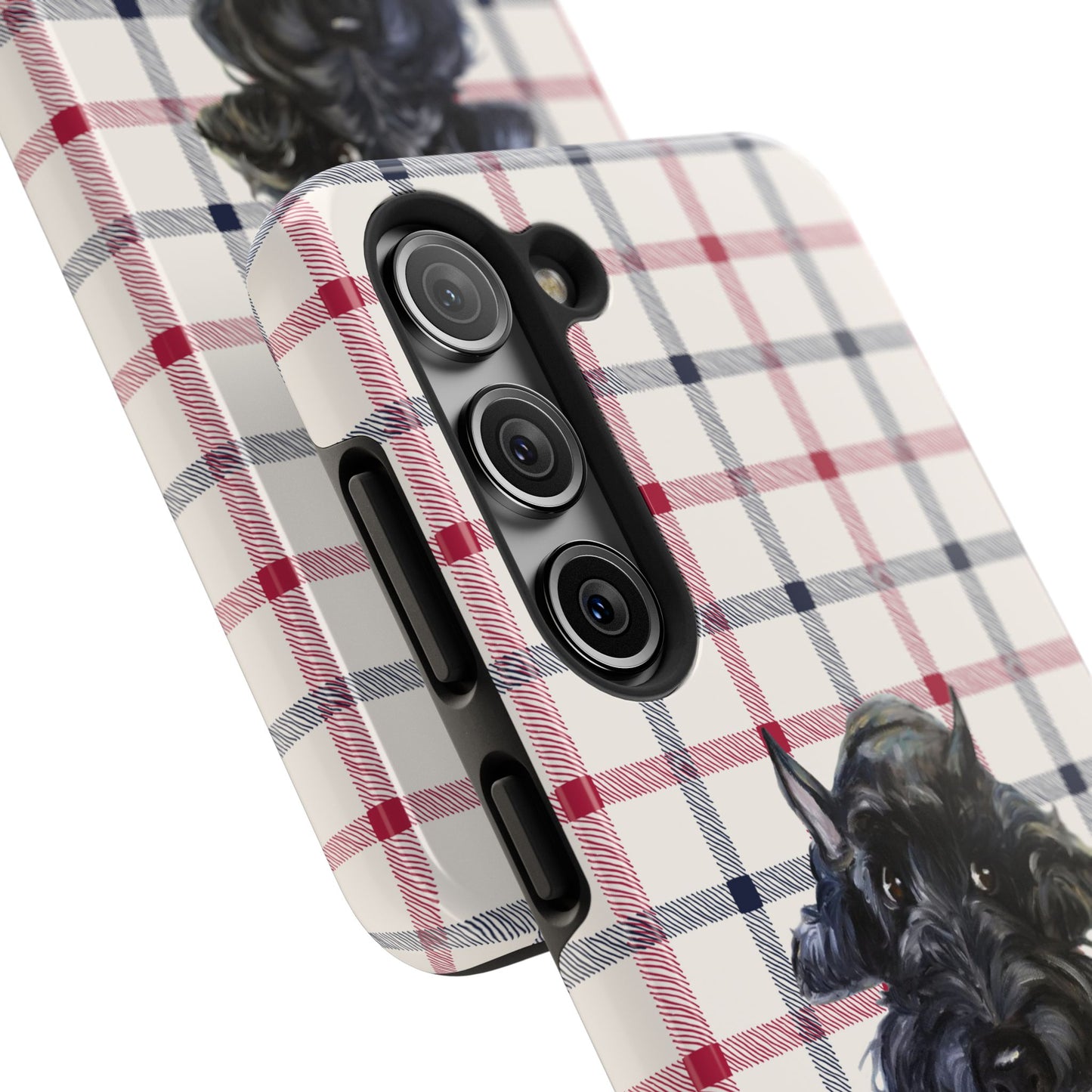 Scottish Terrier Phone Case, Tough Cases, Scottie Dog Phone Cover, Gift for Dog Lovers, Plaid Design