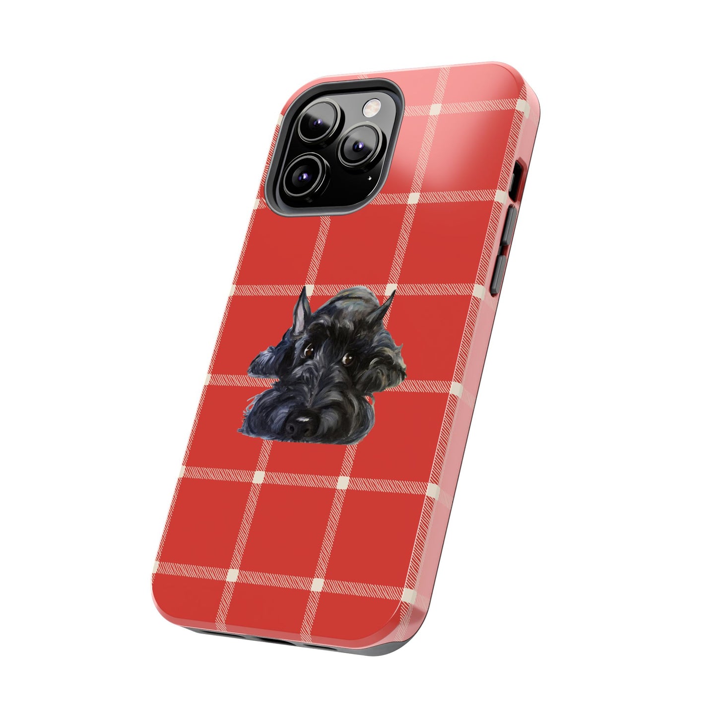 Scottish Terrier Phone Case, Tough Cases, Scottie Dog Phone Cover, Gift for Dog Lovers, Plaid Design