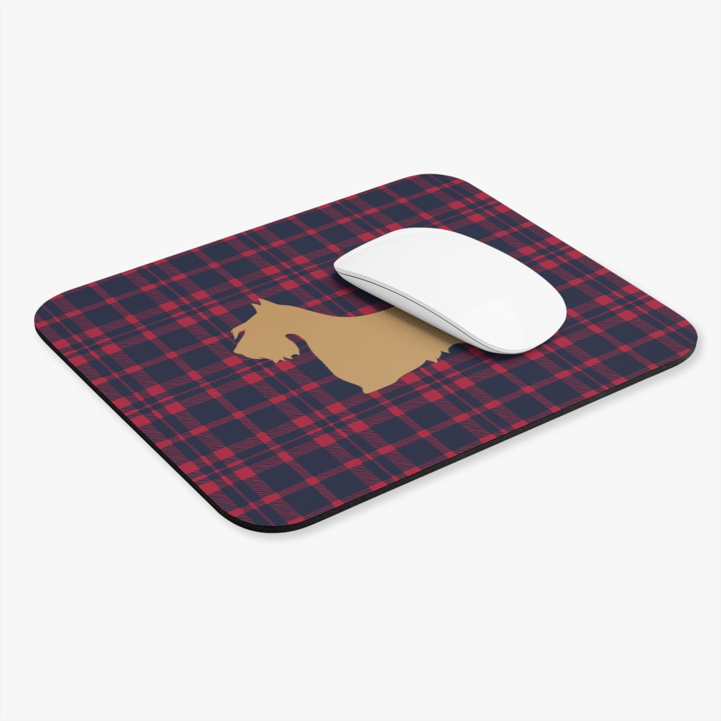 Scottish Terrier Plaid Dog Mouse Pad | Cute Dog Lover Gift | Office Decor | Stationery | Pet Themed Home Office Accessories | Animal Lover Merchandise