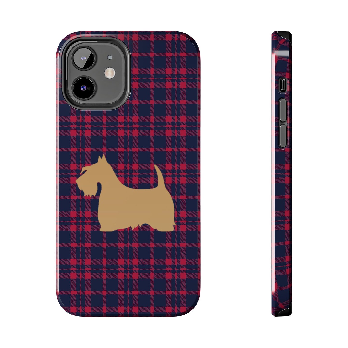 Scottish Terrier Phone Case, Tough Cases, Scottie Dog Phone Cover, Gift for Dog Lovers, Plaid Design