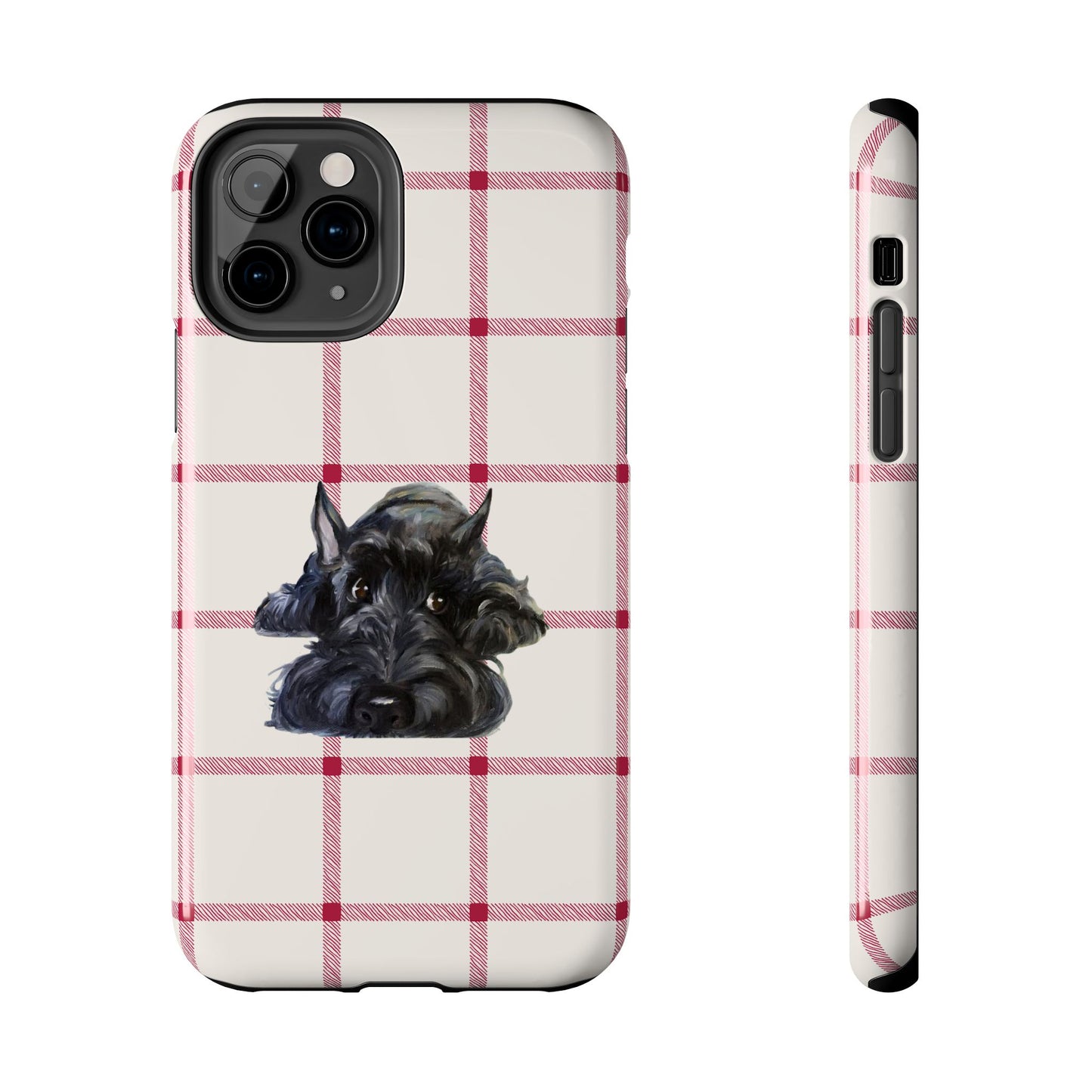 Scottish Terrier Phone Case, Tough Cases, Scottie Dog Phone Cover, Gift for Dog Lovers, Plaid Design