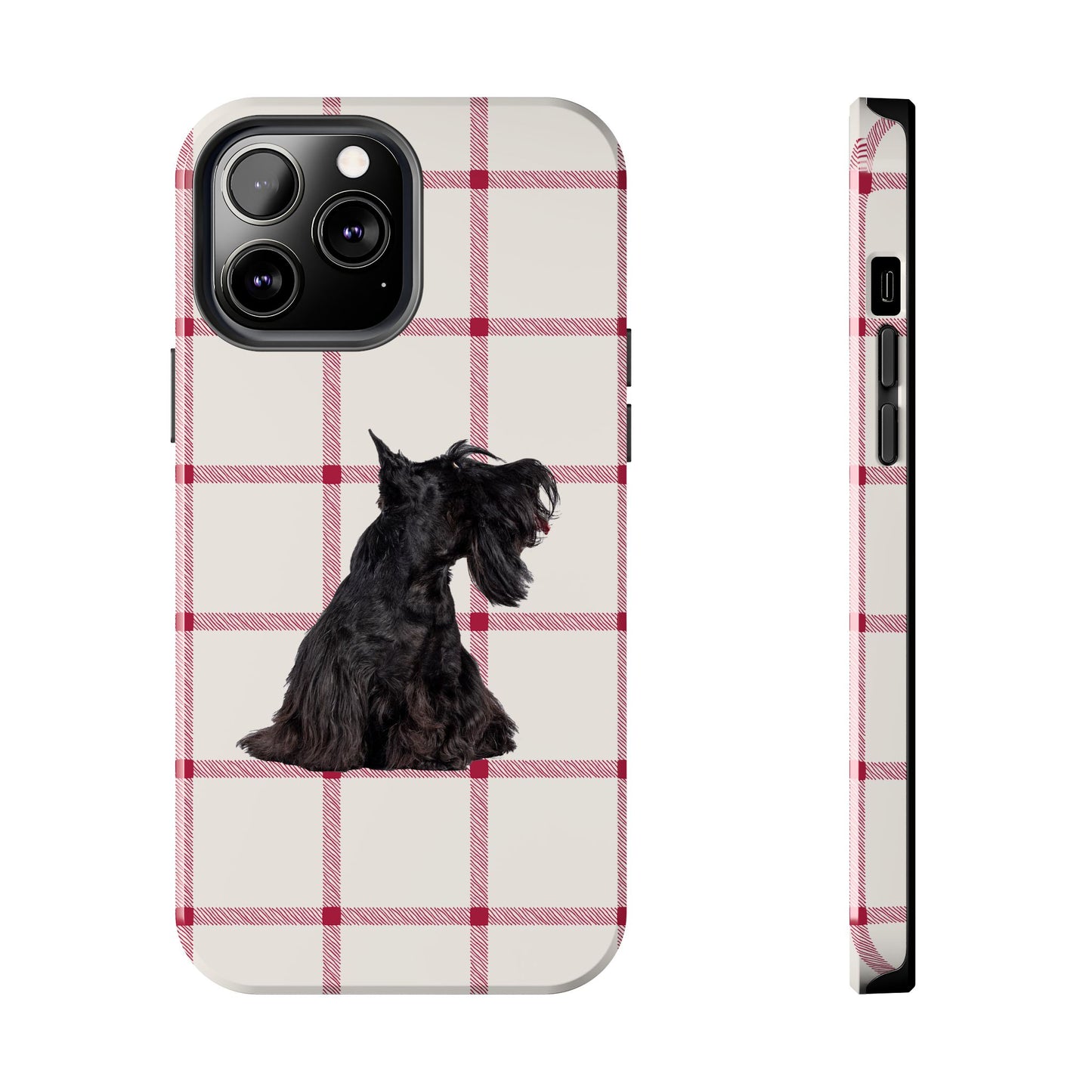 Scottish Terrier Phone Case, Tough Cases, Scottie Dog Phone Cover, Gift for Dog Lovers, Plaid Design