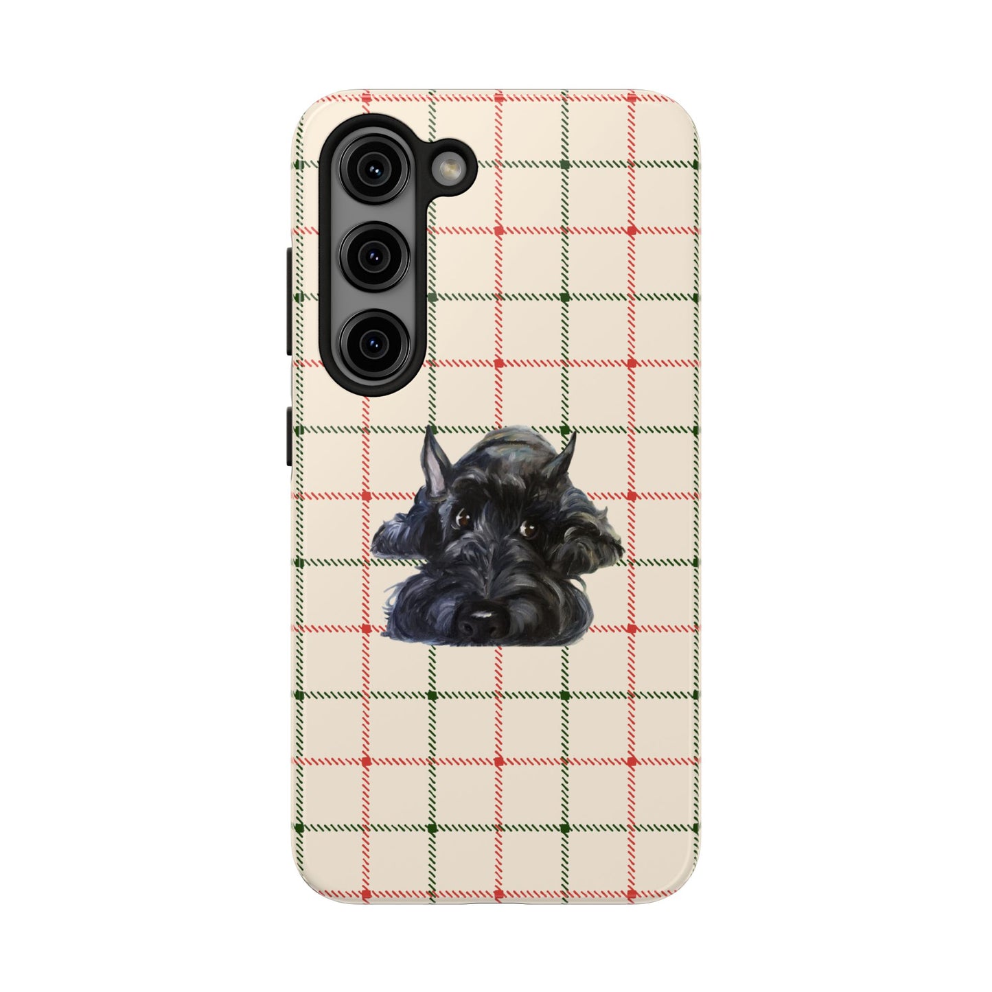 Scottish Terrier Phone Case, Tough Cases, Scottie Dog Phone Cover, Gift for Dog Lovers, Plaid Design