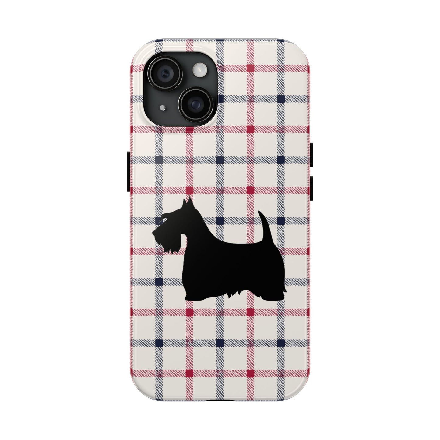 Scottish Terrier Phone Case, Tough Cases, Scottie Dog Phone Cover, Gift for Dog Lovers, Plaid Design