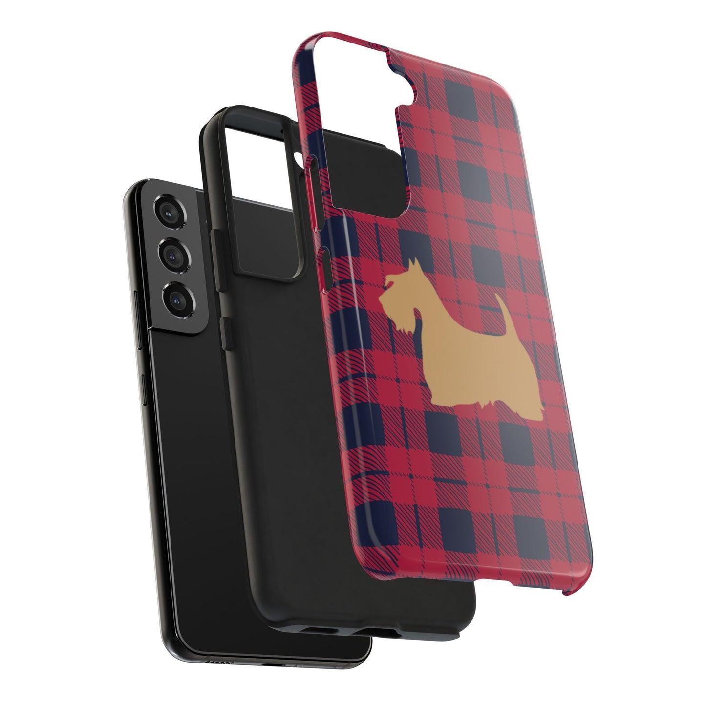 Scottish Terrier Phone Case, Tough Cases, Scottie Dog Phone Cover, Gift for Dog Lovers, Plaid Design