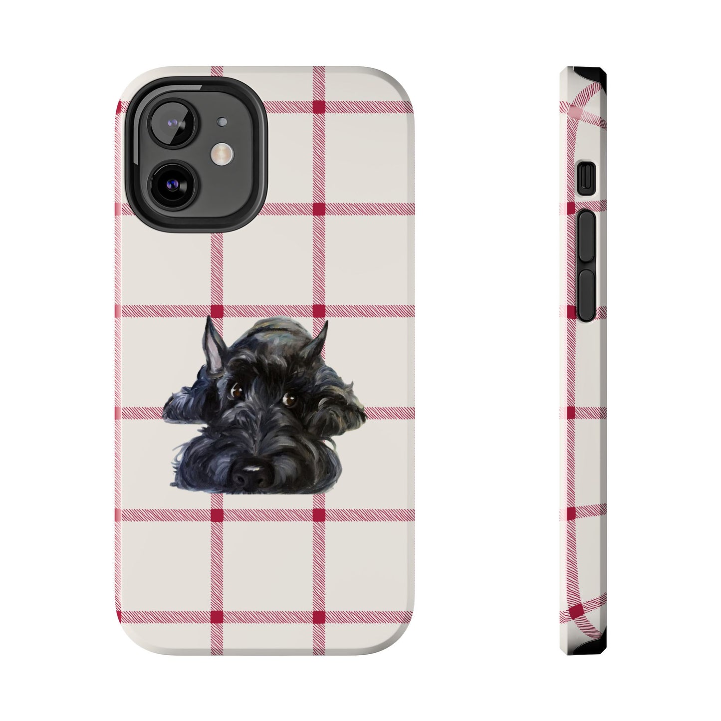 Scottish Terrier Phone Case, Tough Cases, Scottie Dog Phone Cover, Gift for Dog Lovers, Plaid Design