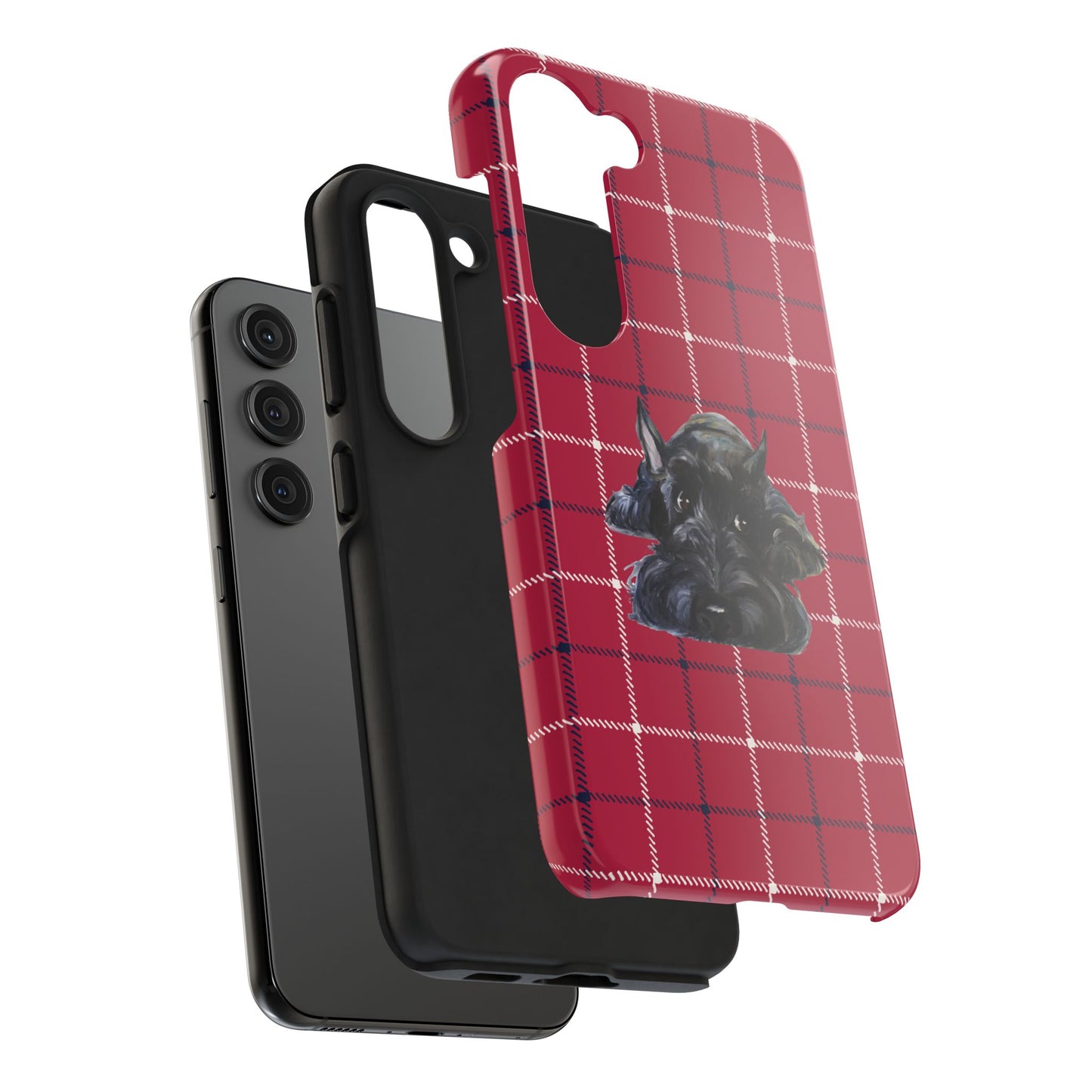 Scottish Terrier Phone Case, Tough Cases, Scottie Dog Phone Cover, Gift for Dog Lovers, Plaid Design