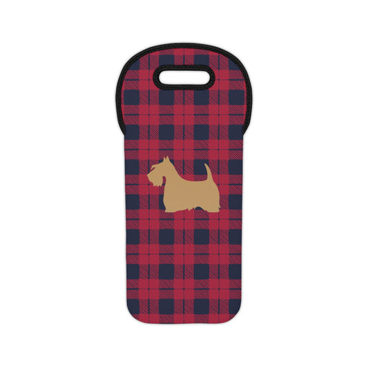 Plaid Wine Tote or Gift Bag with Scottish Terrier Design