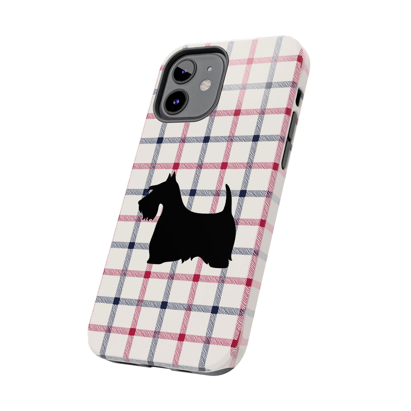 Scottish Terrier Phone Case, Tough Cases, Scottie Dog Phone Cover, Gift for Dog Lovers, Plaid Design