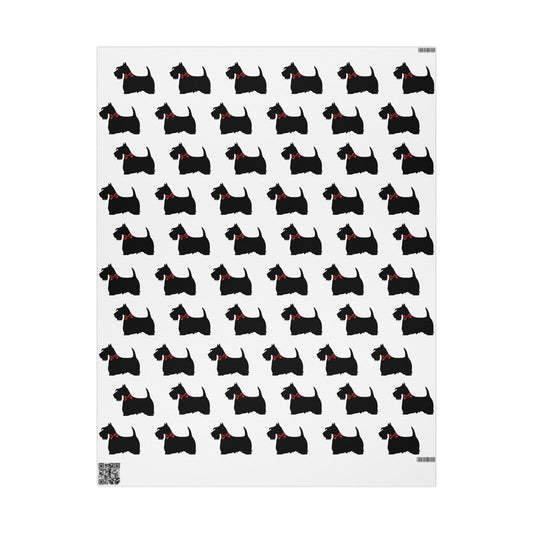 Gift Wrapping Papers - Scottish Terrier with Red Bow Design