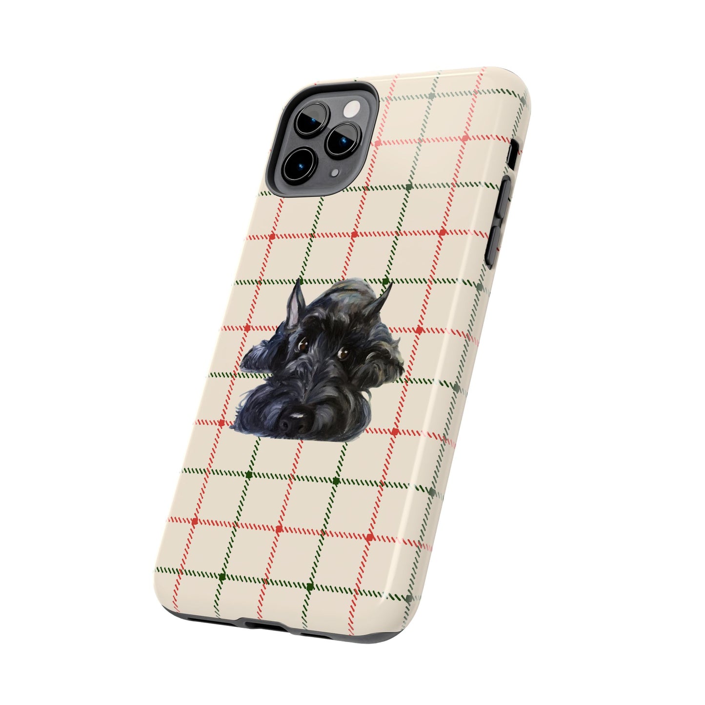 Scottish Terrier Phone Case, Tough Cases, Scottie Dog Phone Cover, Gift for Dog Lovers, Plaid Design