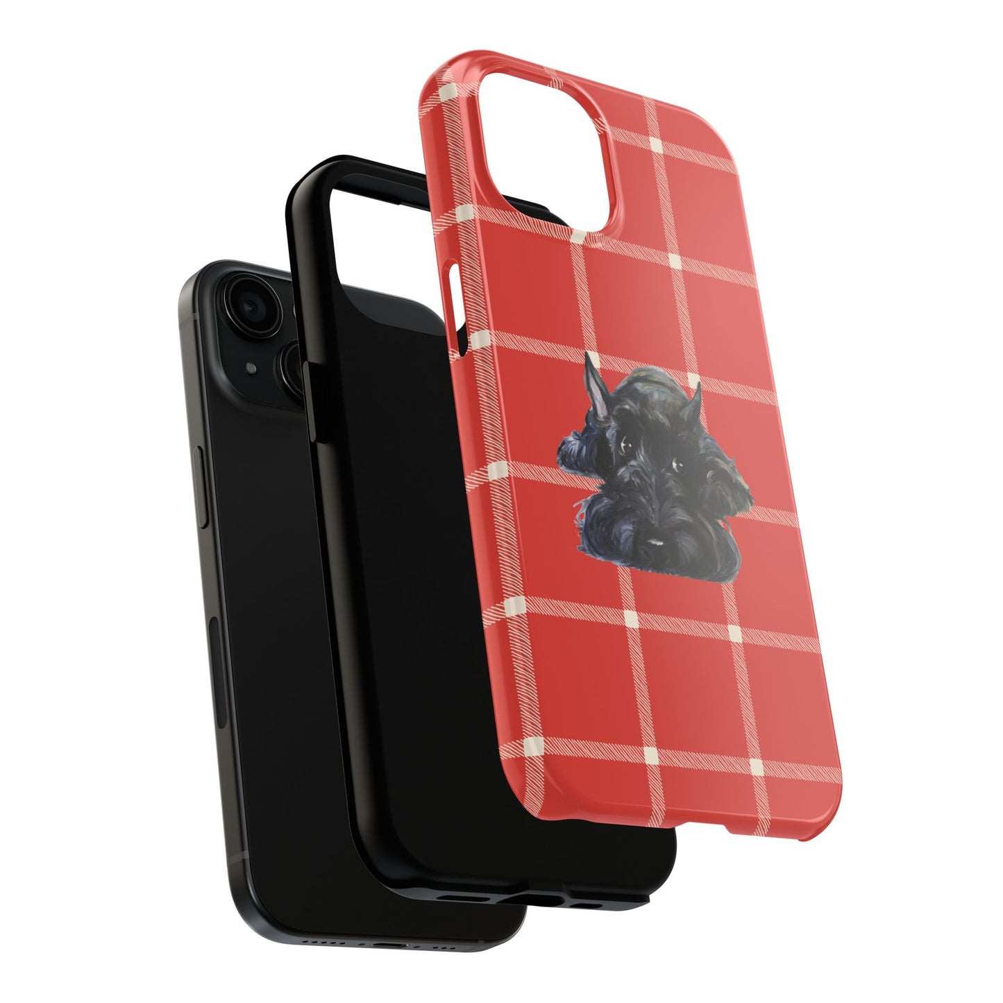 Scottish Terrier Phone Case, Tough Cases, Scottie Dog Phone Cover, Gift for Dog Lovers, Plaid Design