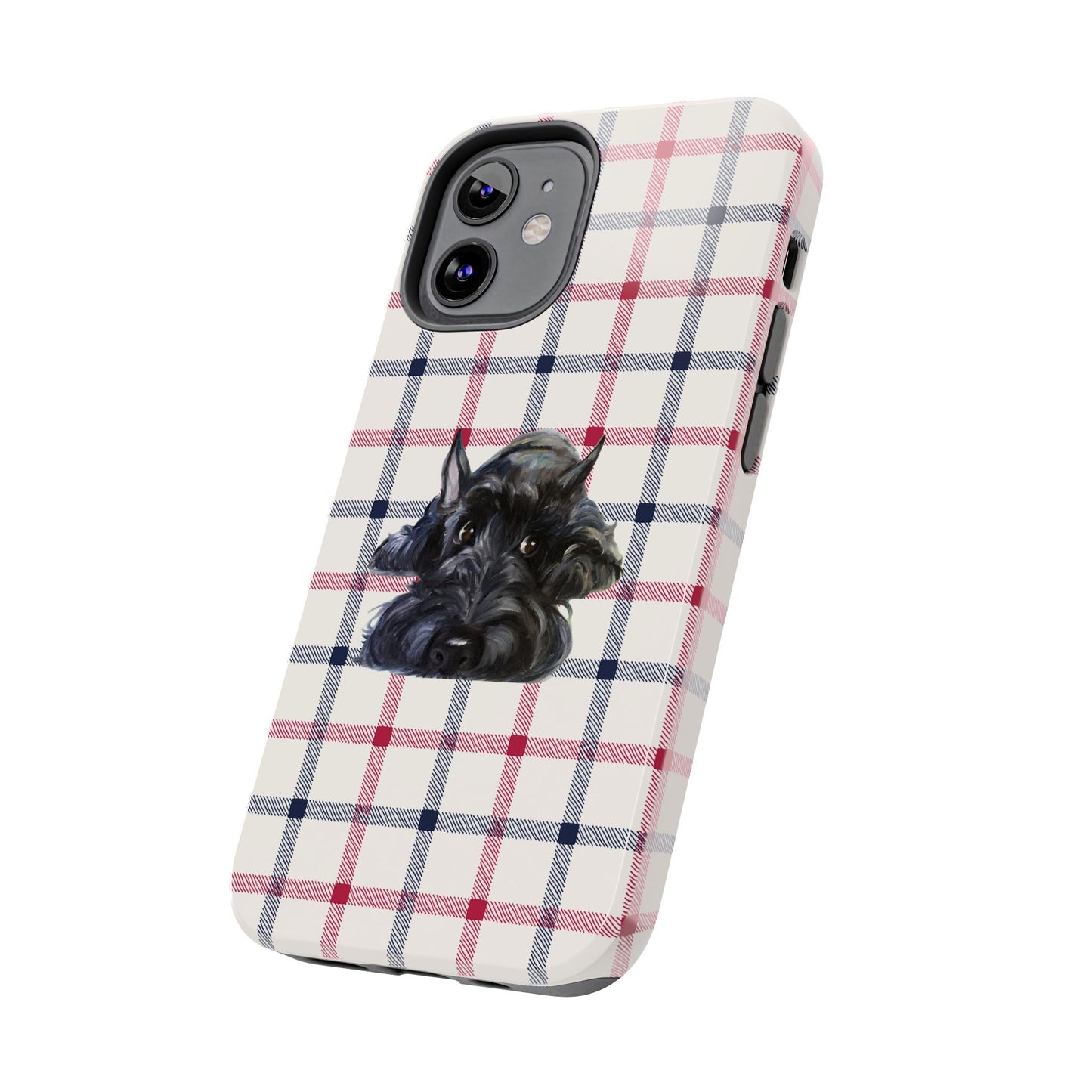 Scottish Terrier Phone Case, Tough Cases, Scottie Dog Phone Cover, Gift for Dog Lovers, Plaid Design