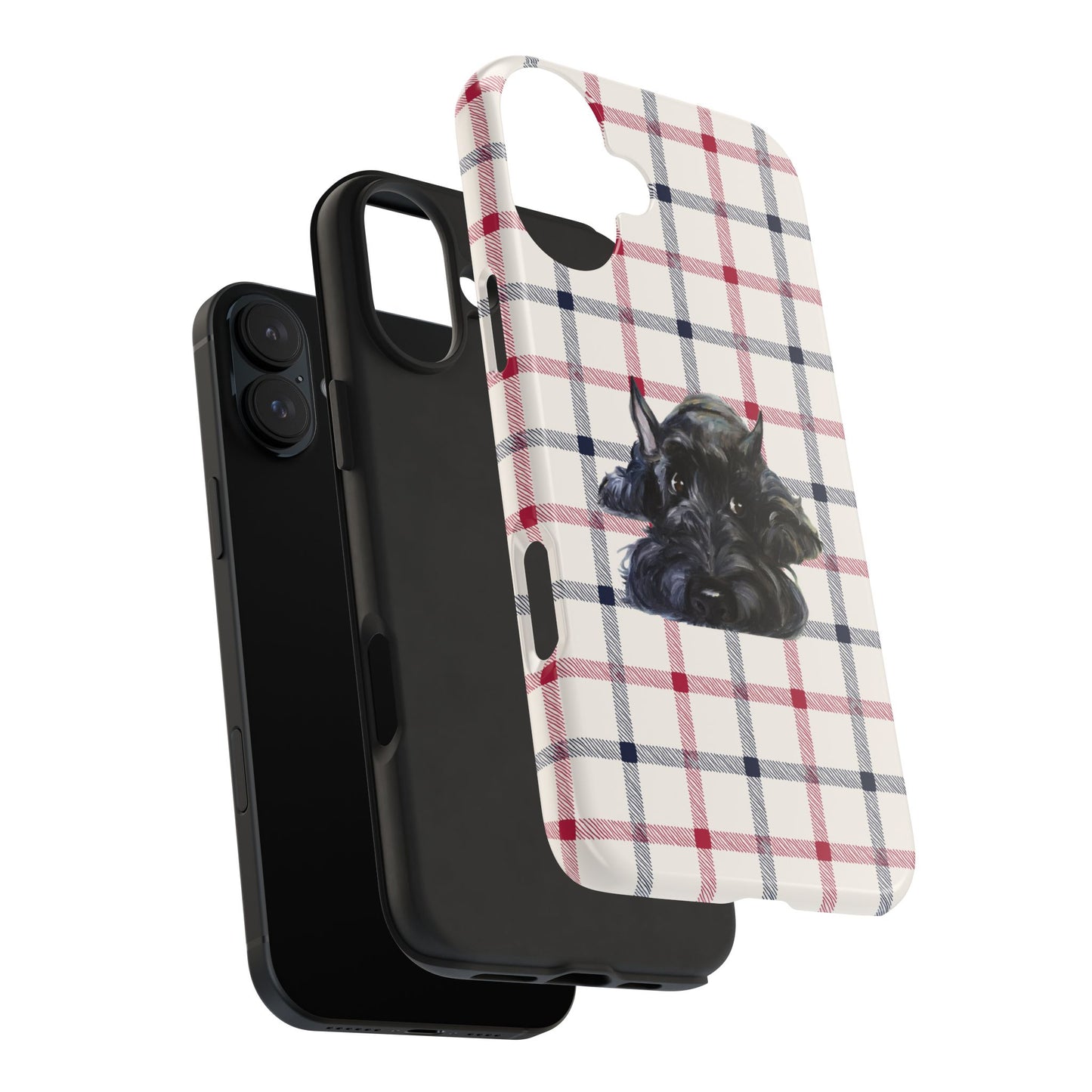 Scottish Terrier Phone Case, Tough Cases, Scottie Dog Phone Cover, Gift for Dog Lovers, Plaid Design