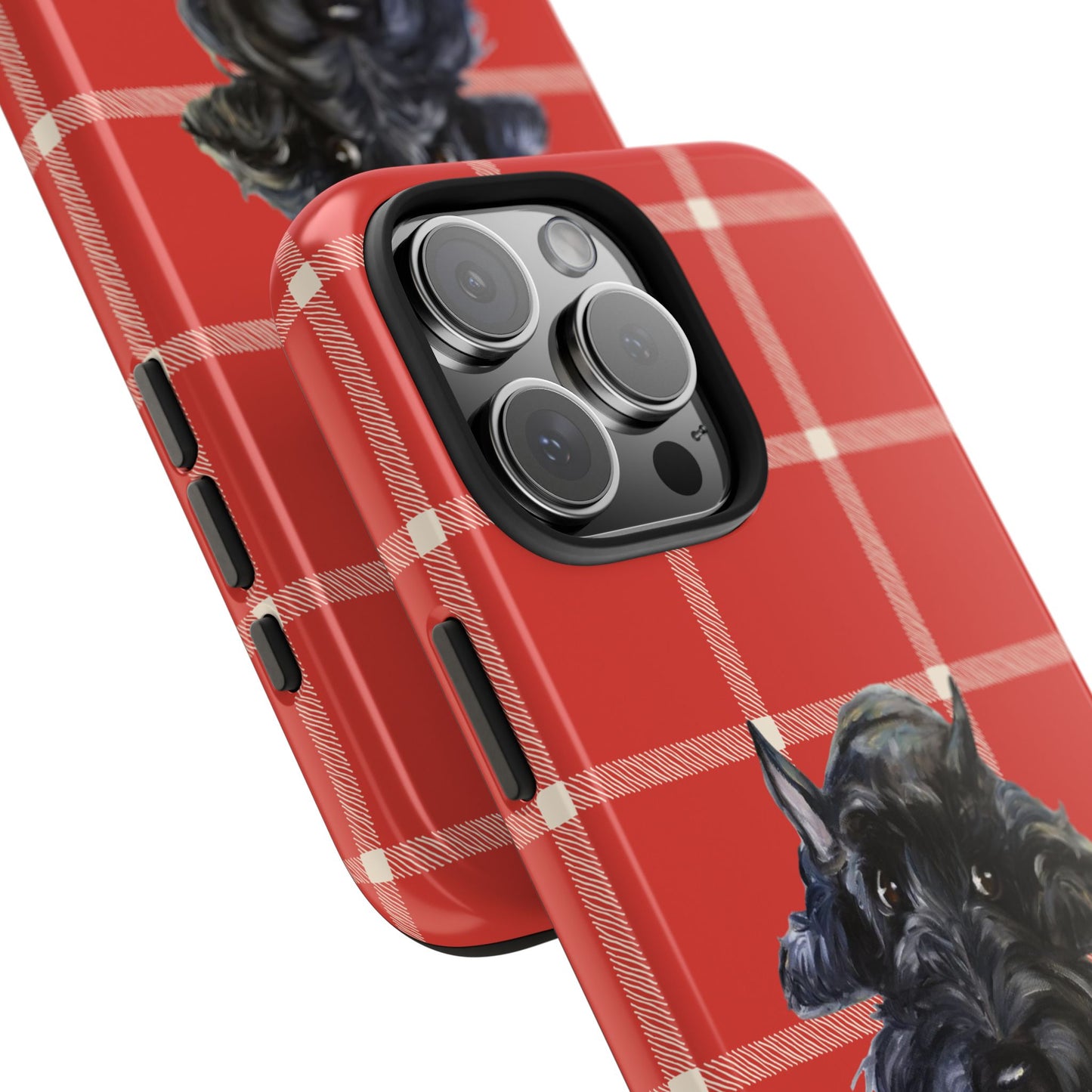 Scottish Terrier Phone Case, Tough Cases, Scottie Dog Phone Cover, Gift for Dog Lovers, Plaid Design