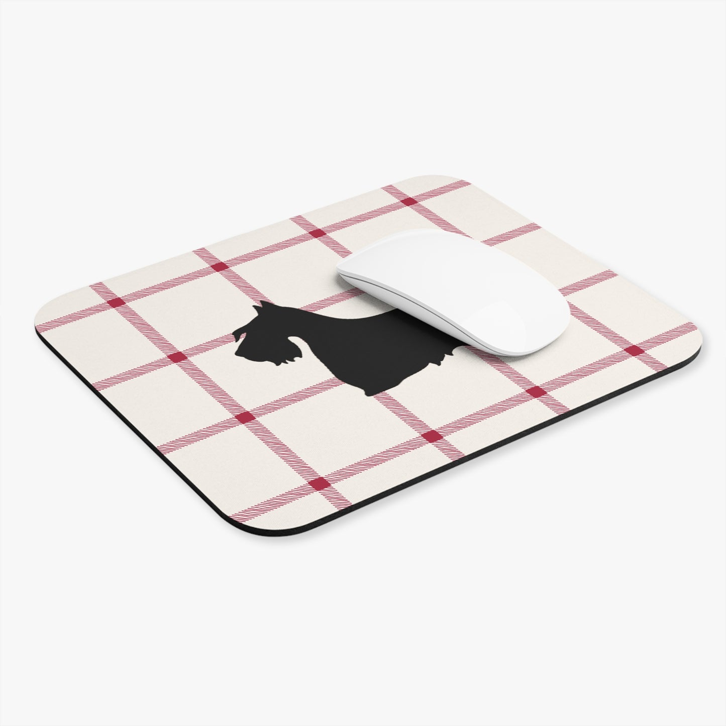 Scottish Terrier Plaid Dog Mouse Pad | Cute Dog Lover Gift | Office Decor | Stationery | Pet Themed Home Office Accessories | Animal Lover Merchandise