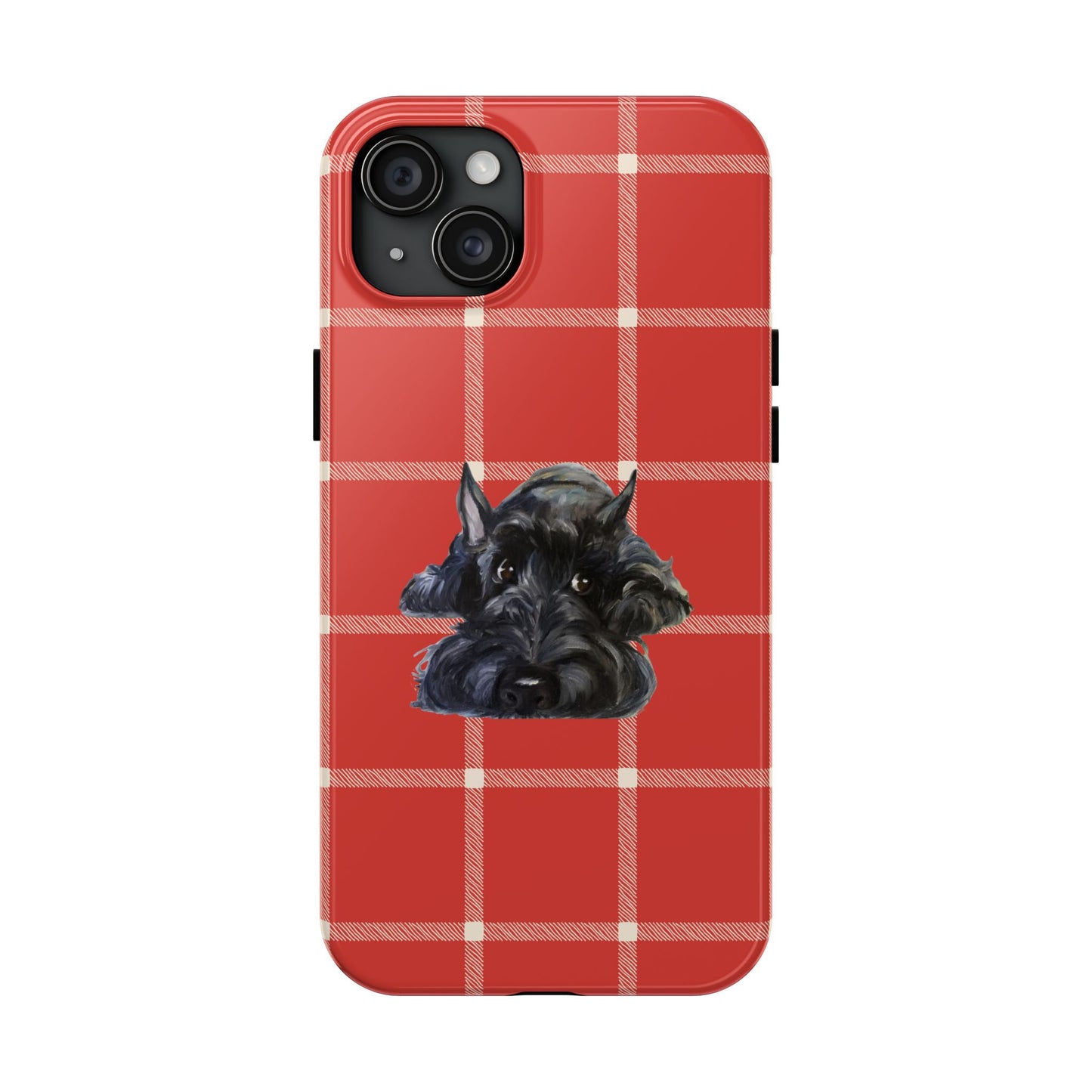 Scottish Terrier Phone Case, Tough Cases, Scottie Dog Phone Cover, Gift for Dog Lovers, Plaid Design