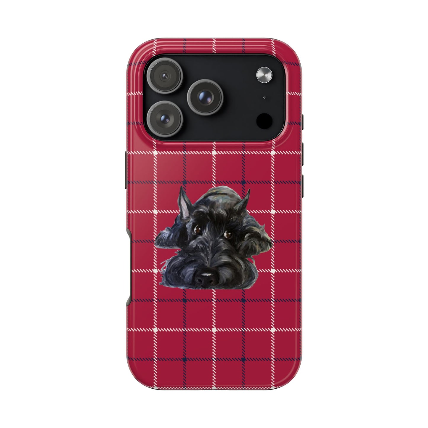 Scottish Terrier Phone Case, Tough Cases, Scottie Dog Phone Cover, Gift for Dog Lovers, Plaid Design