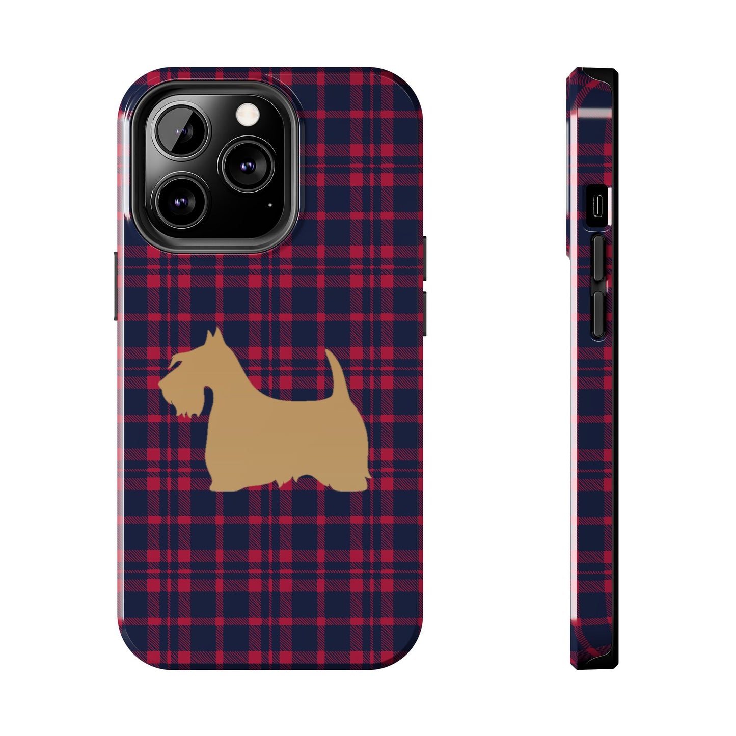 Scottish Terrier Phone Case, Tough Cases, Scottie Dog Phone Cover, Gift for Dog Lovers, Plaid Design