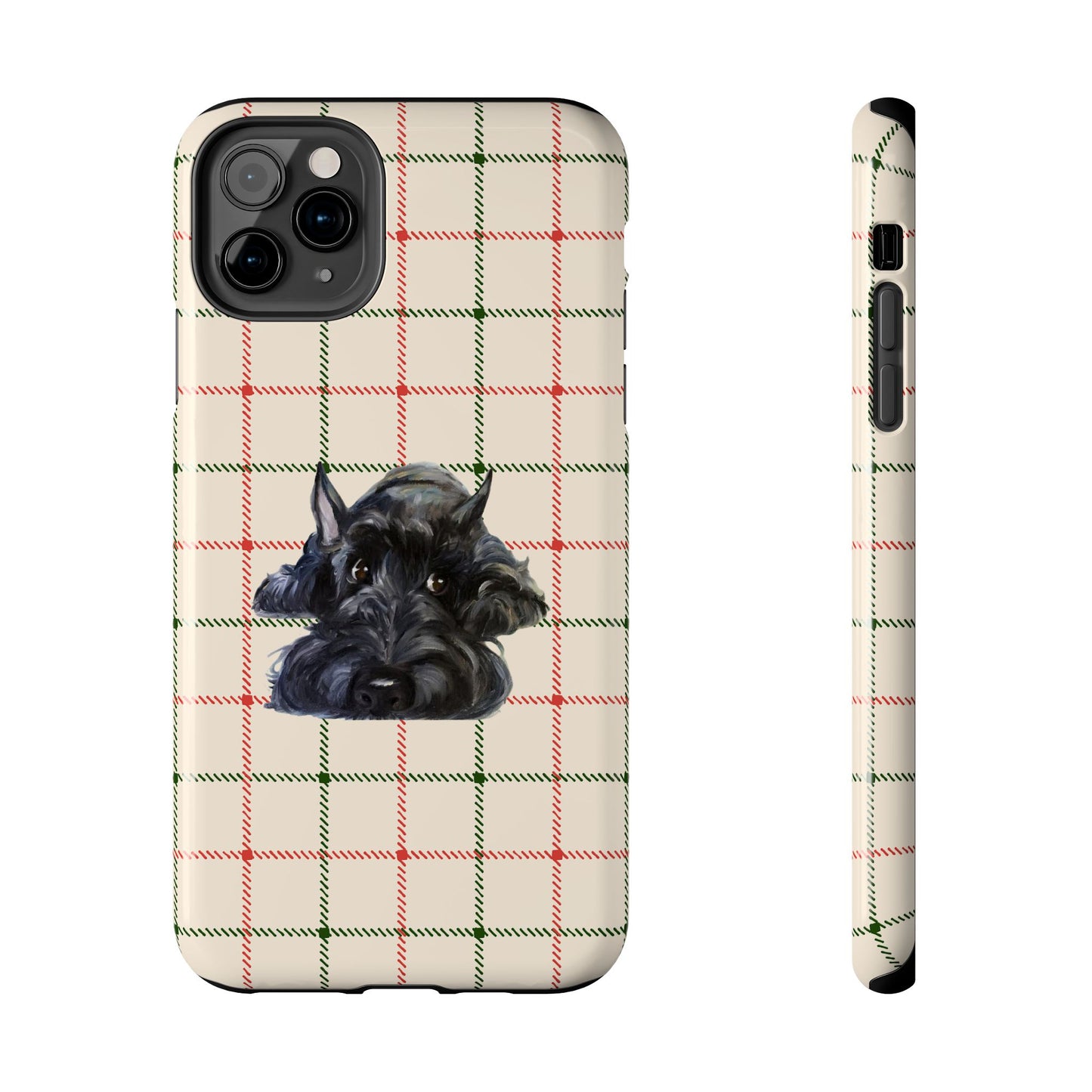 Scottish Terrier Phone Case, Tough Cases, Scottie Dog Phone Cover, Gift for Dog Lovers, Plaid Design