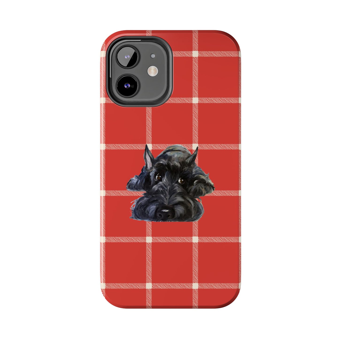 Scottish Terrier Phone Case, Tough Cases, Scottie Dog Phone Cover, Gift for Dog Lovers, Plaid Design