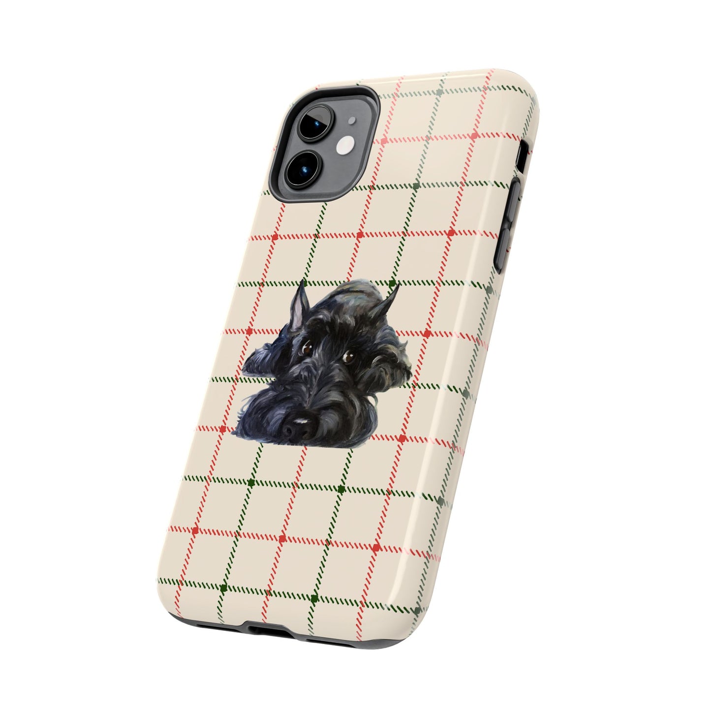 Scottish Terrier Phone Case, Tough Cases, Scottie Dog Phone Cover, Gift for Dog Lovers, Plaid Design